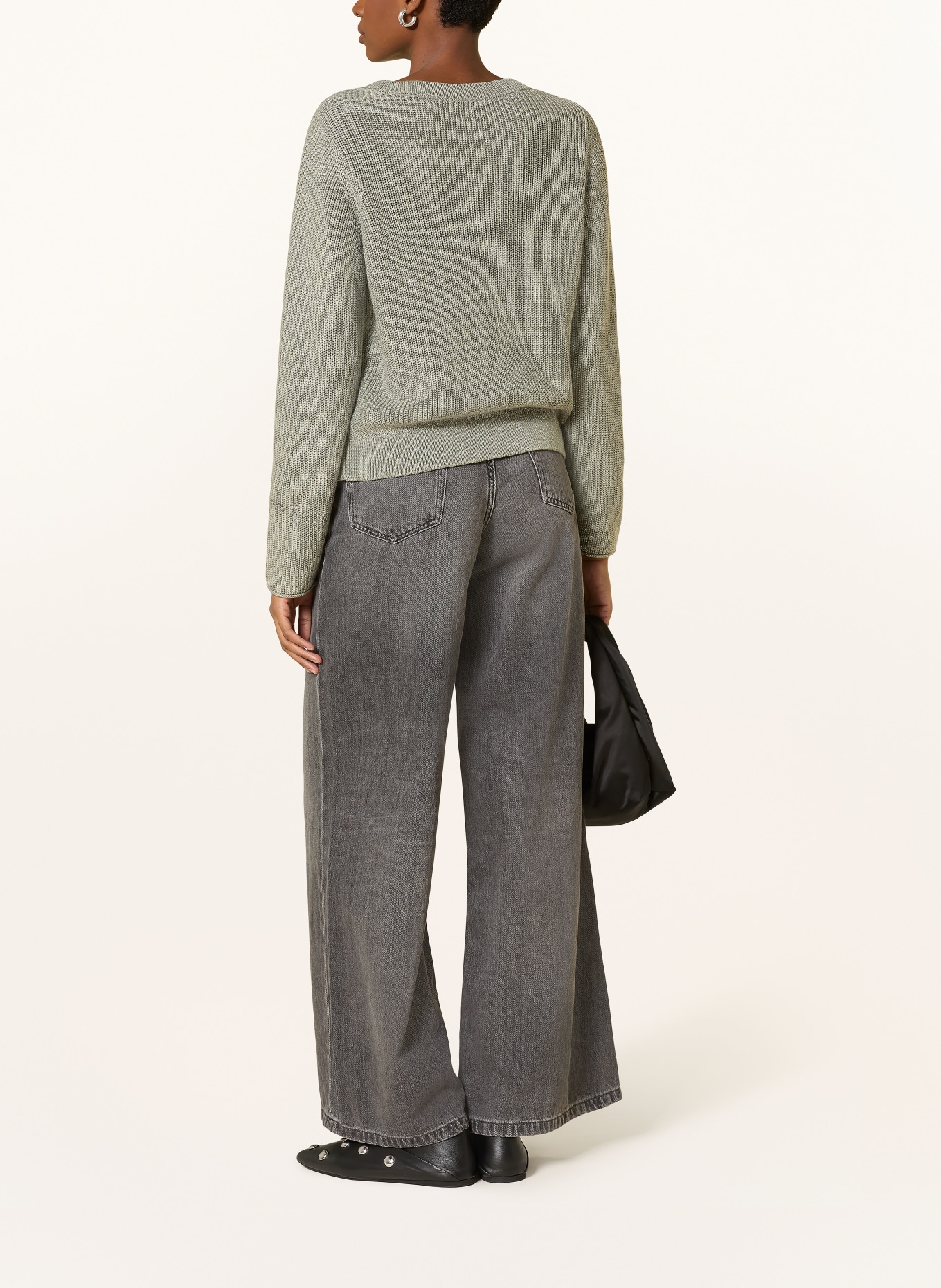 monari Pullover mit Glitzergarn und Schmucksteinen: KHAKI