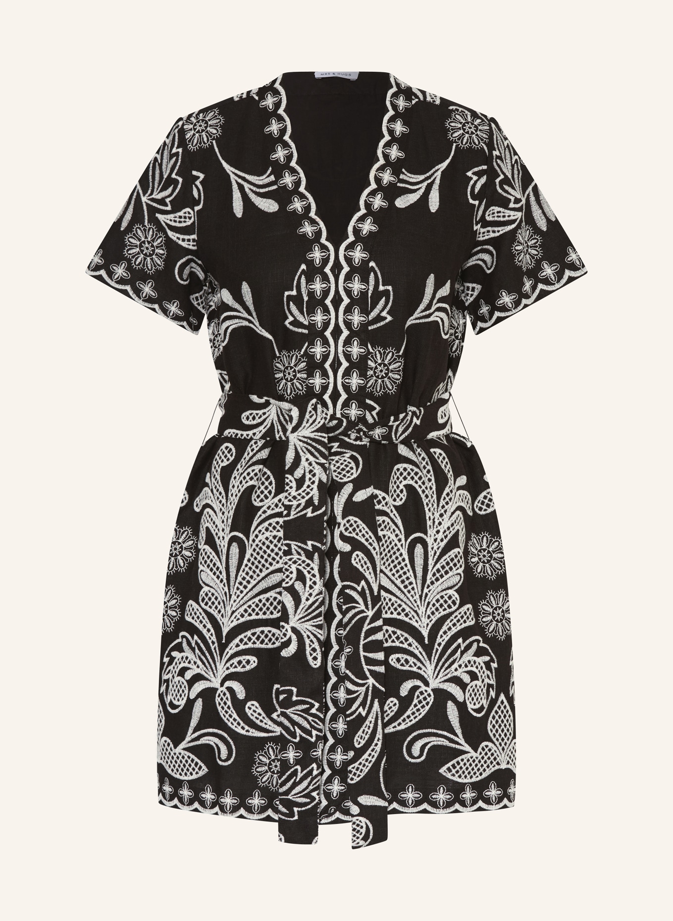 MRS & HUGS Šaty s pruhem: ČERNÁ / BÍLÁ