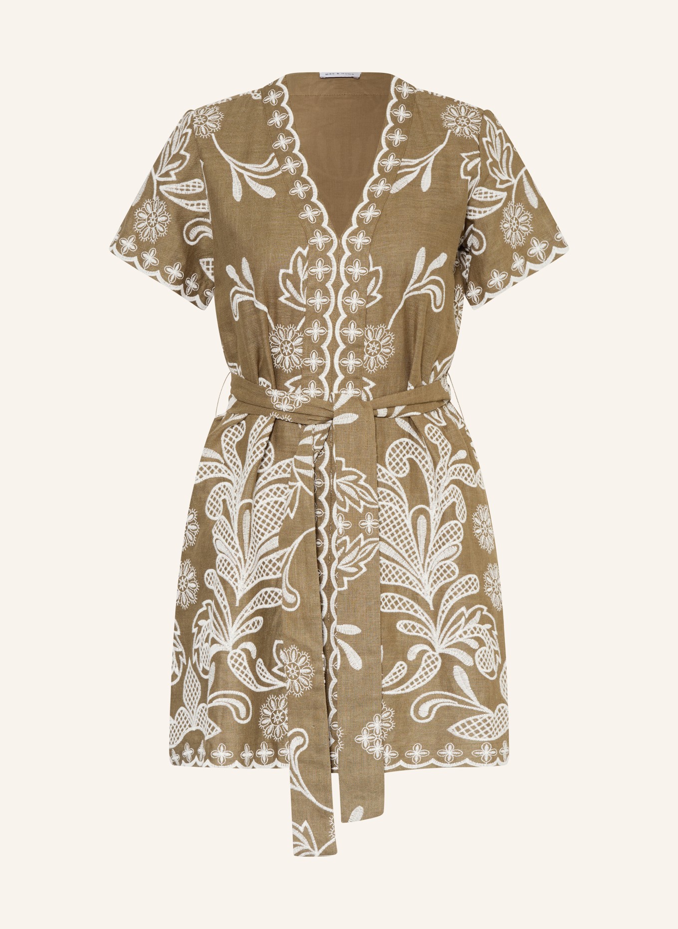 MRS & HUGS Šaty s pruhem: OLIVOVÁ / BÍLÁ