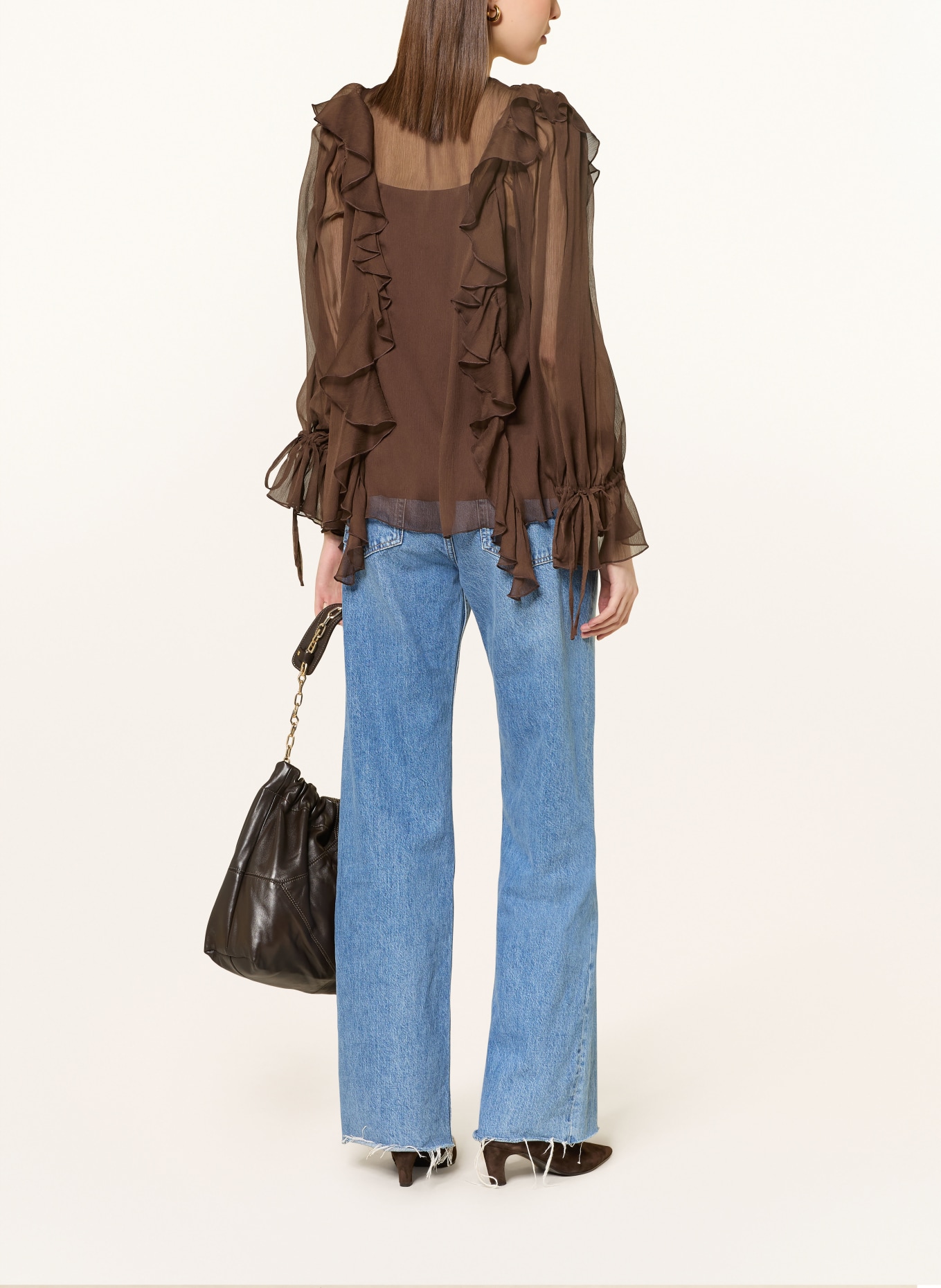 MRS & HUGS Blusenshirt mit Volants: BRAUN