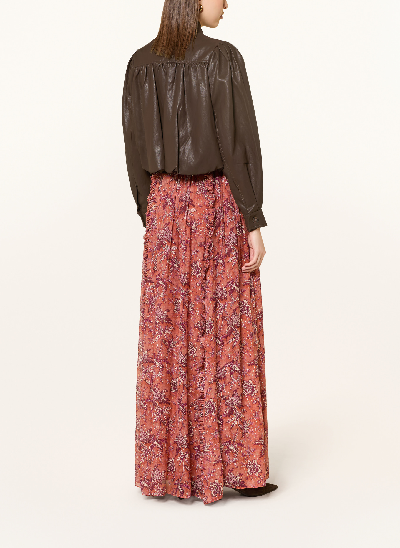 MRS & HUGS Leather-look jacket: DARK BROWN