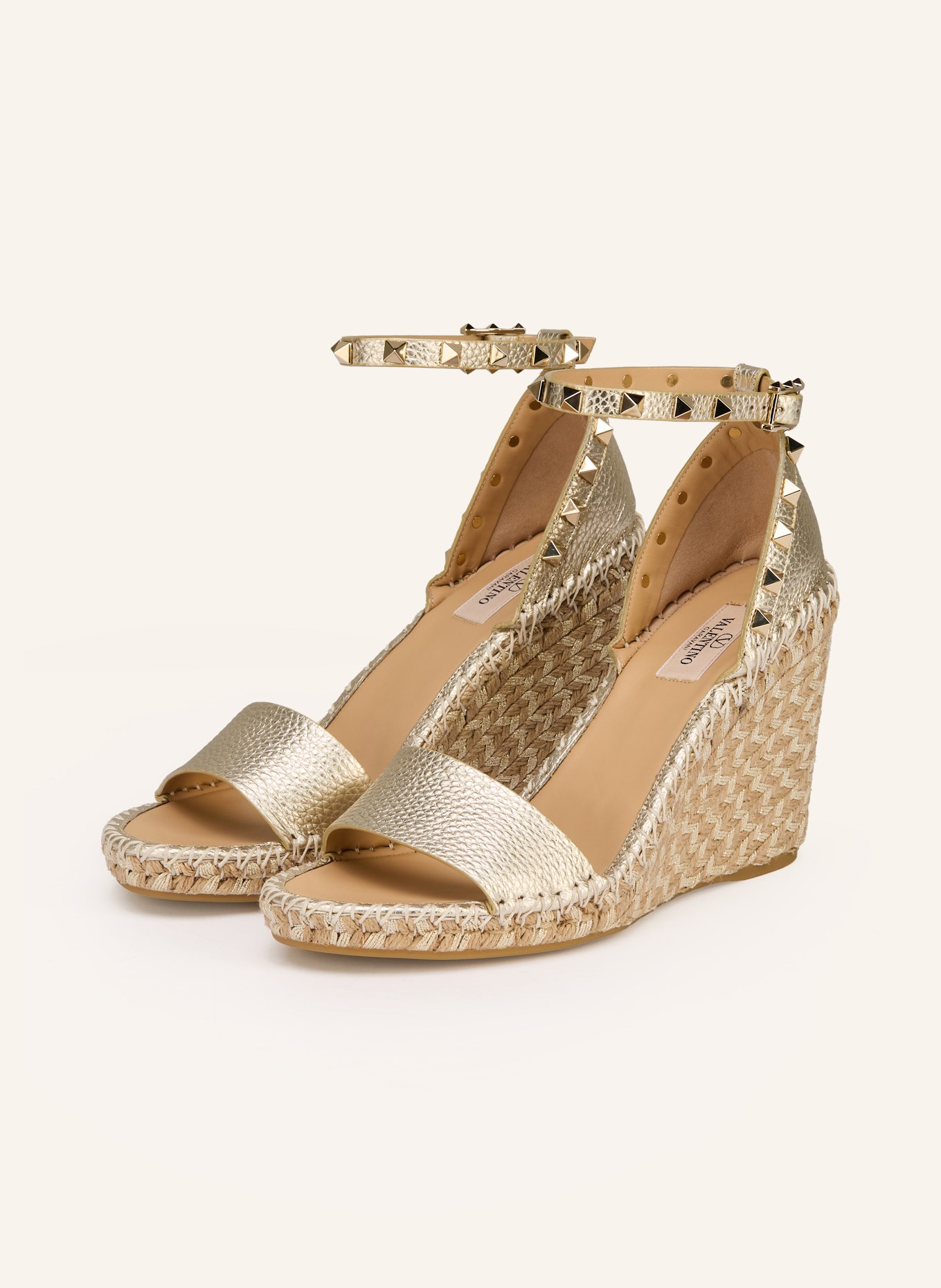 VALENTINO GARAVANI Wedges ROCKSTUD DOUBLE mit Nieten: GOLD