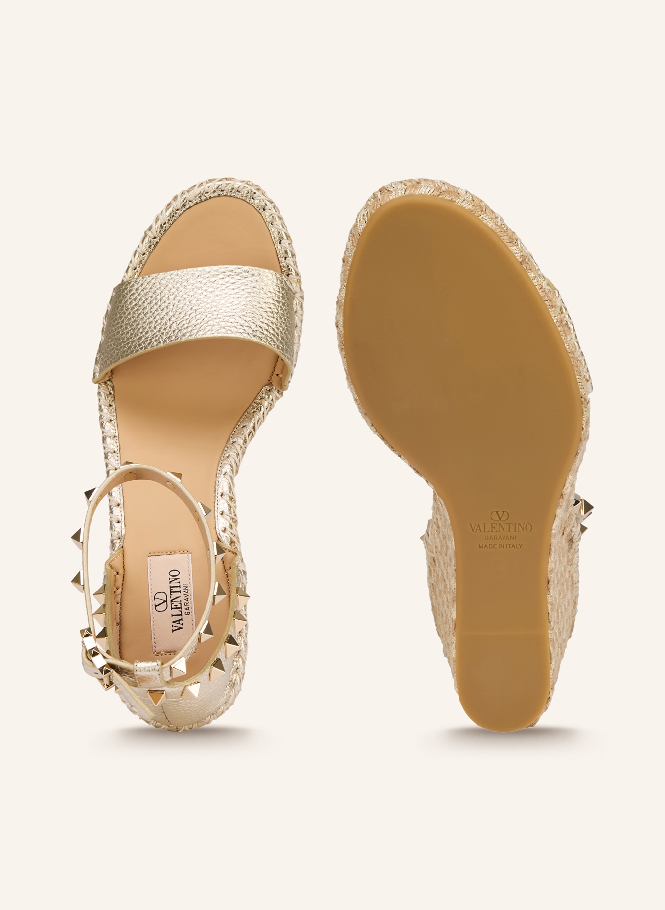 VALENTINO GARAVANI Wedges ROCKSTUD DOUBLE mit Nieten: GOLD