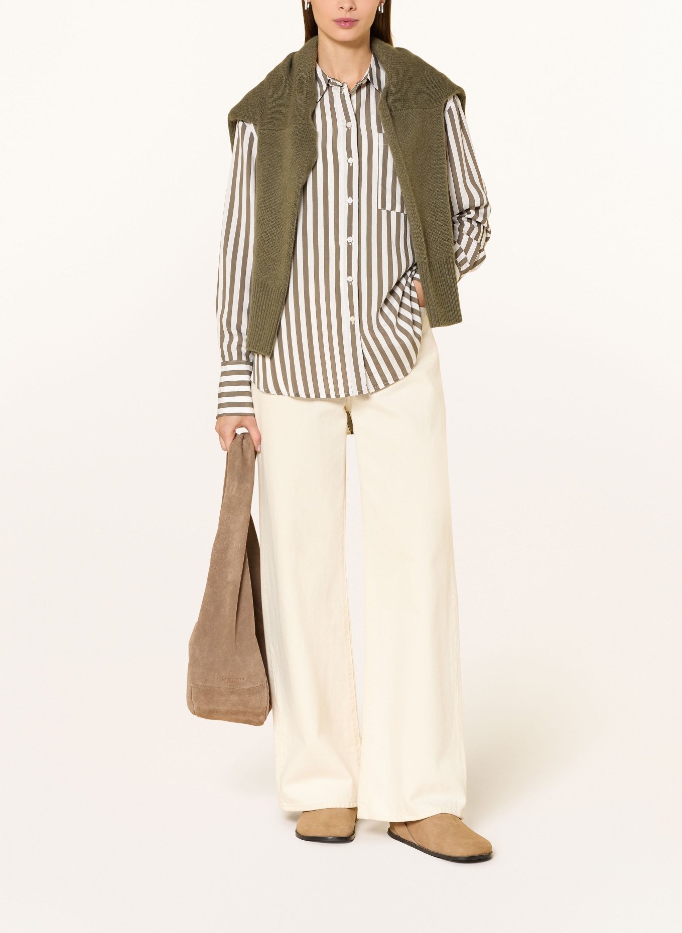 comma košile: KHAKI / BÍLÁ