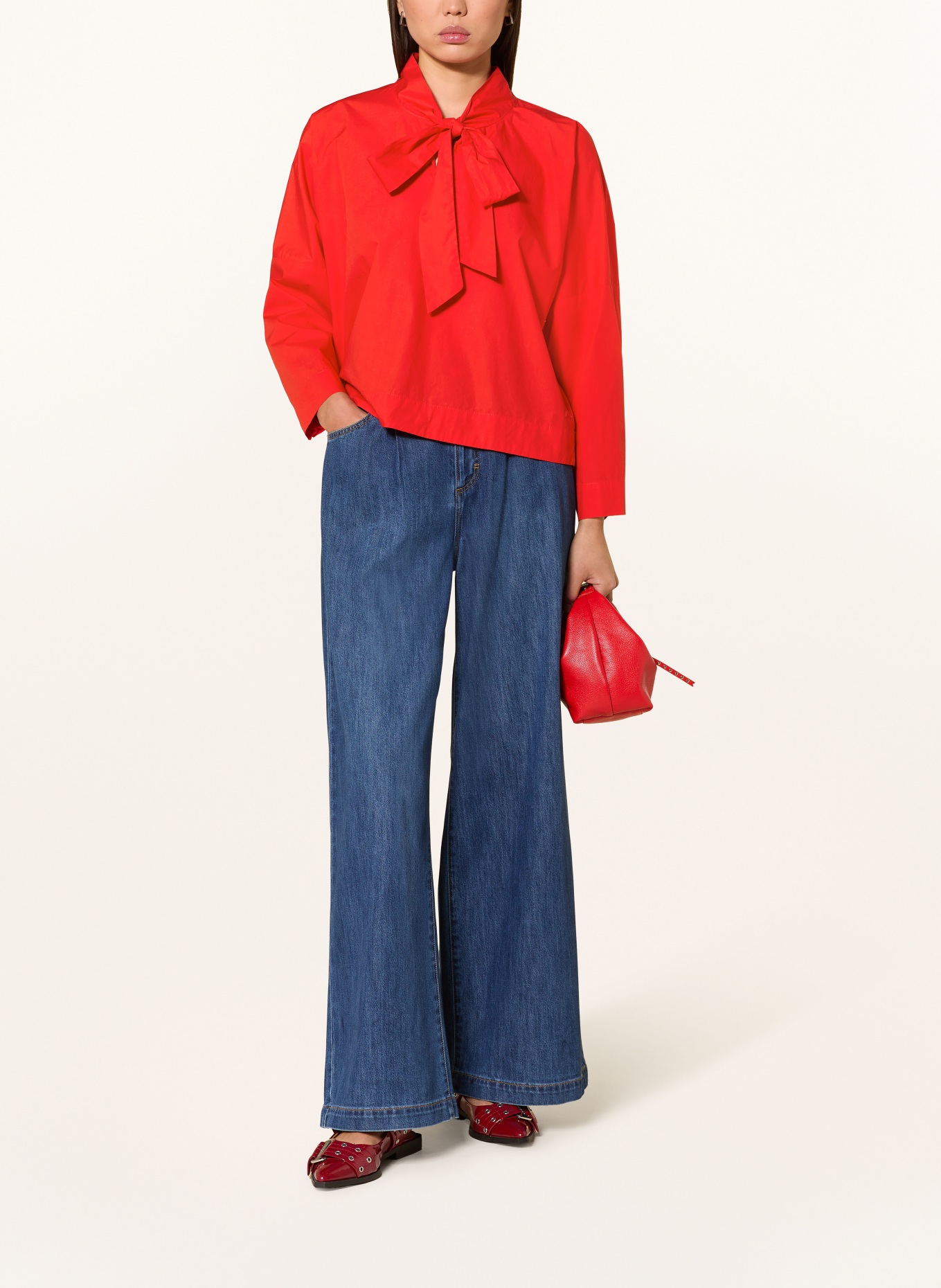 comma bow blouse: RED
