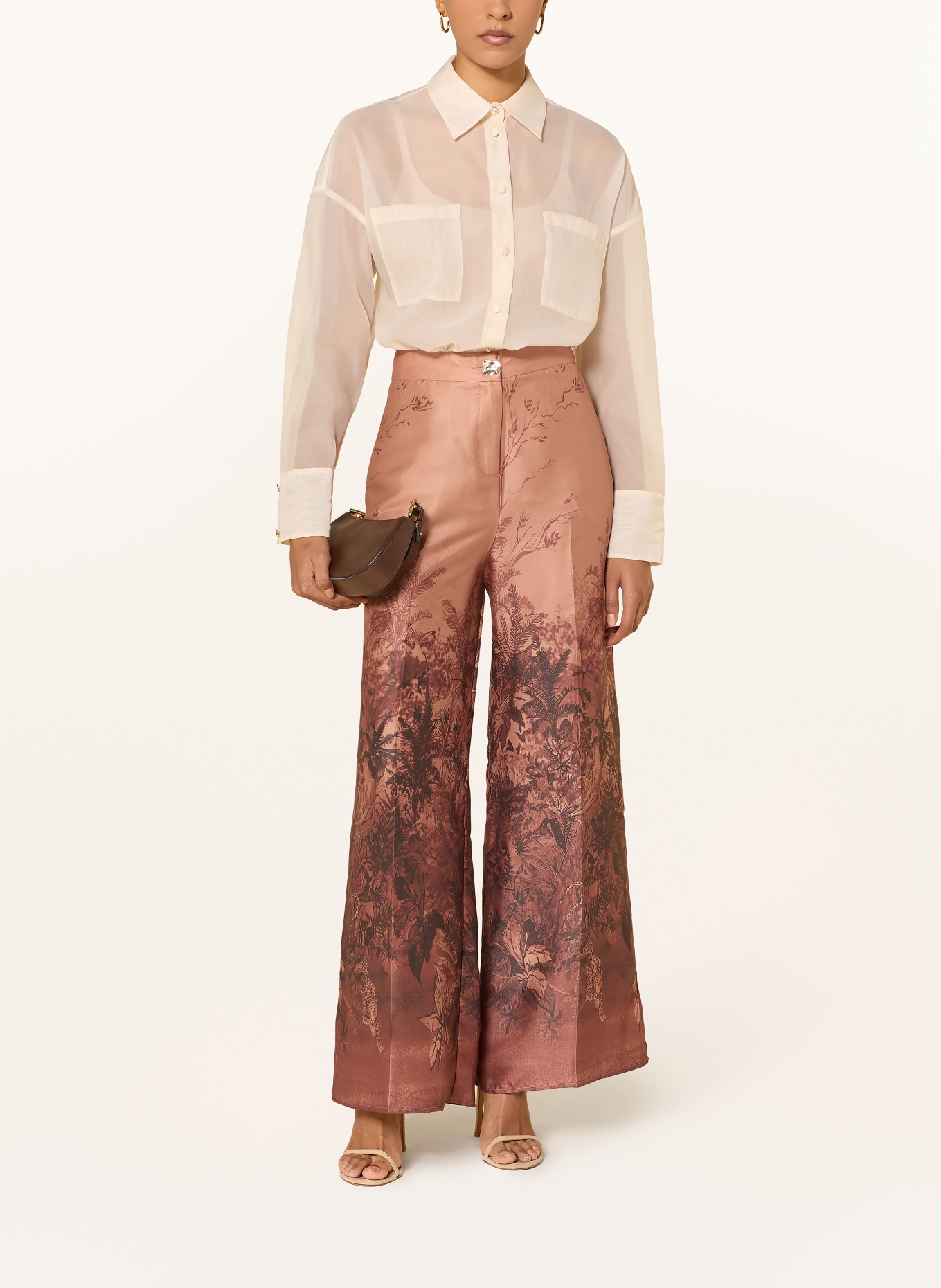 LIU JO Spodnie z materiału typu marlene: CIEMNOPOMARAŃCZOWY / CIEMNOBRĄZOWY / BRĄZOWY