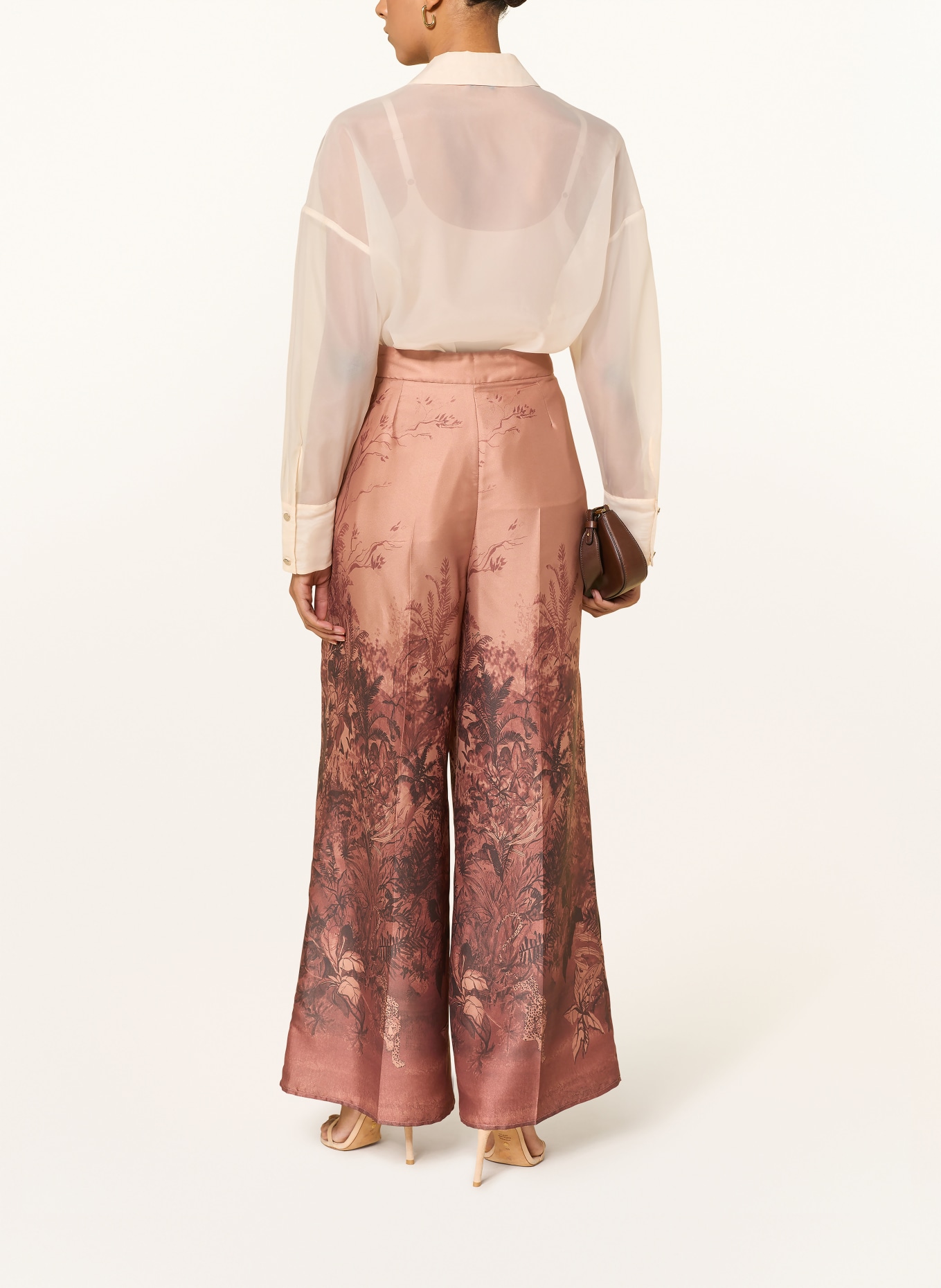 LIU JO Spodnie z materiału typu marlene: CIEMNOPOMARAŃCZOWY / CIEMNOBRĄZOWY / BRĄZOWY