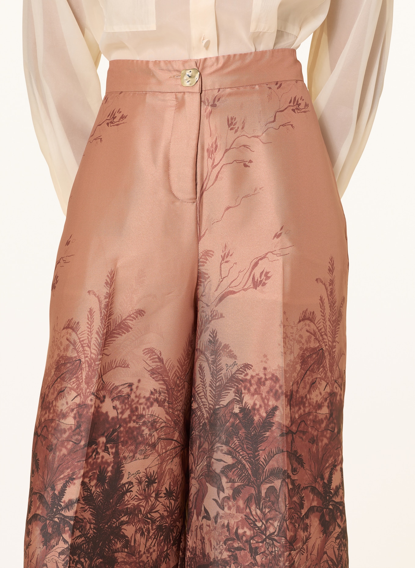 LIU JO Spodnie z materiału typu marlene: CIEMNOPOMARAŃCZOWY / CIEMNOBRĄZOWY / BRĄZOWY