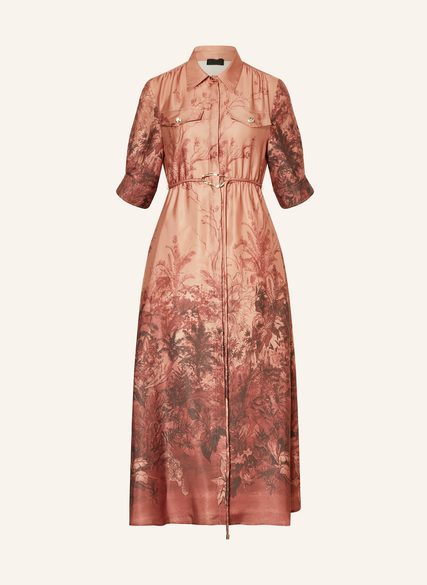 LIU JO Hemdblusenkleid JUNGLE: DUNKELORANGE / DUNKELBRAUN / BRAUN