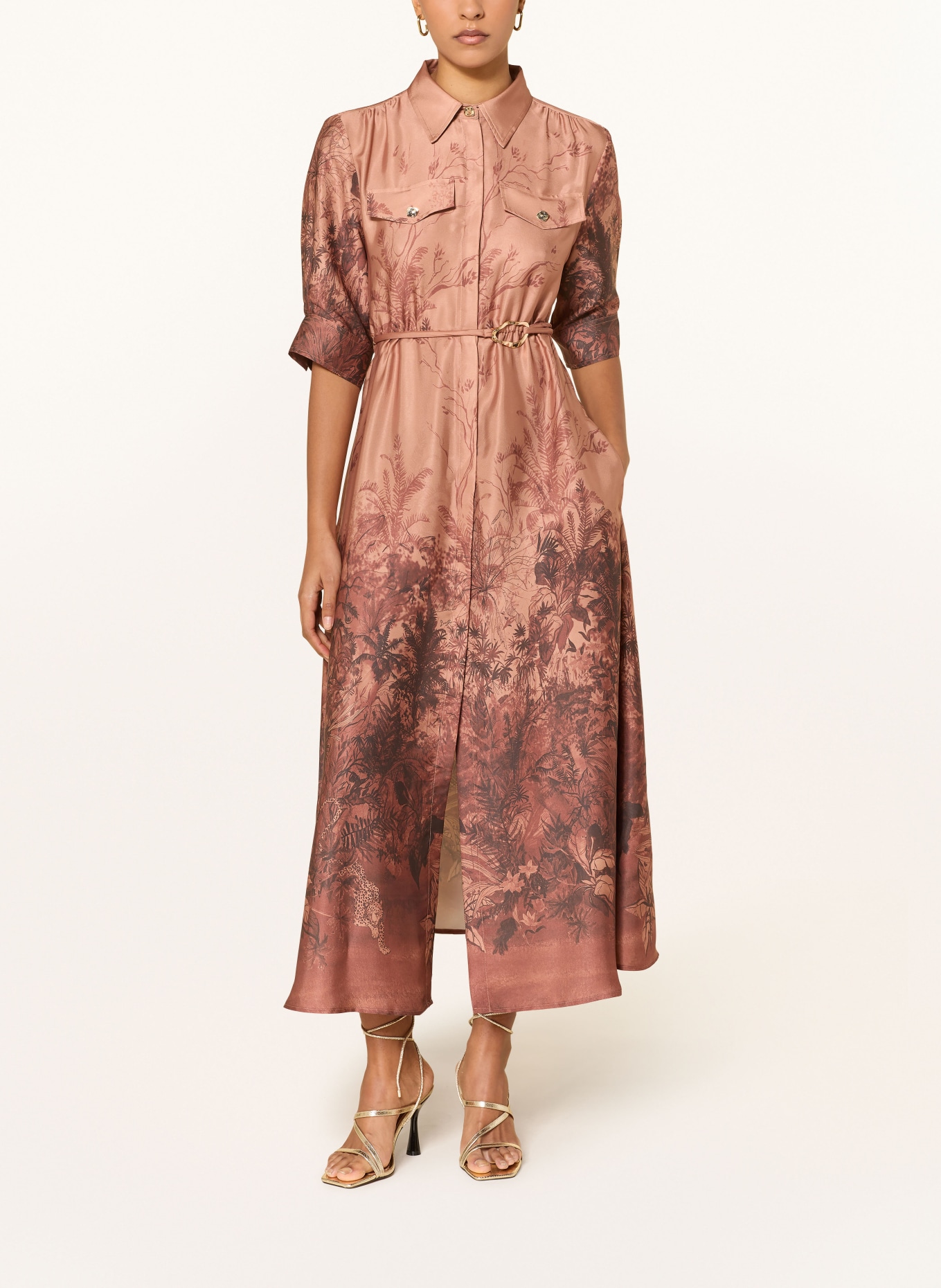 LIU JO Hemdblusenkleid JUNGLE: DUNKELORANGE / DUNKELBRAUN / BRAUN