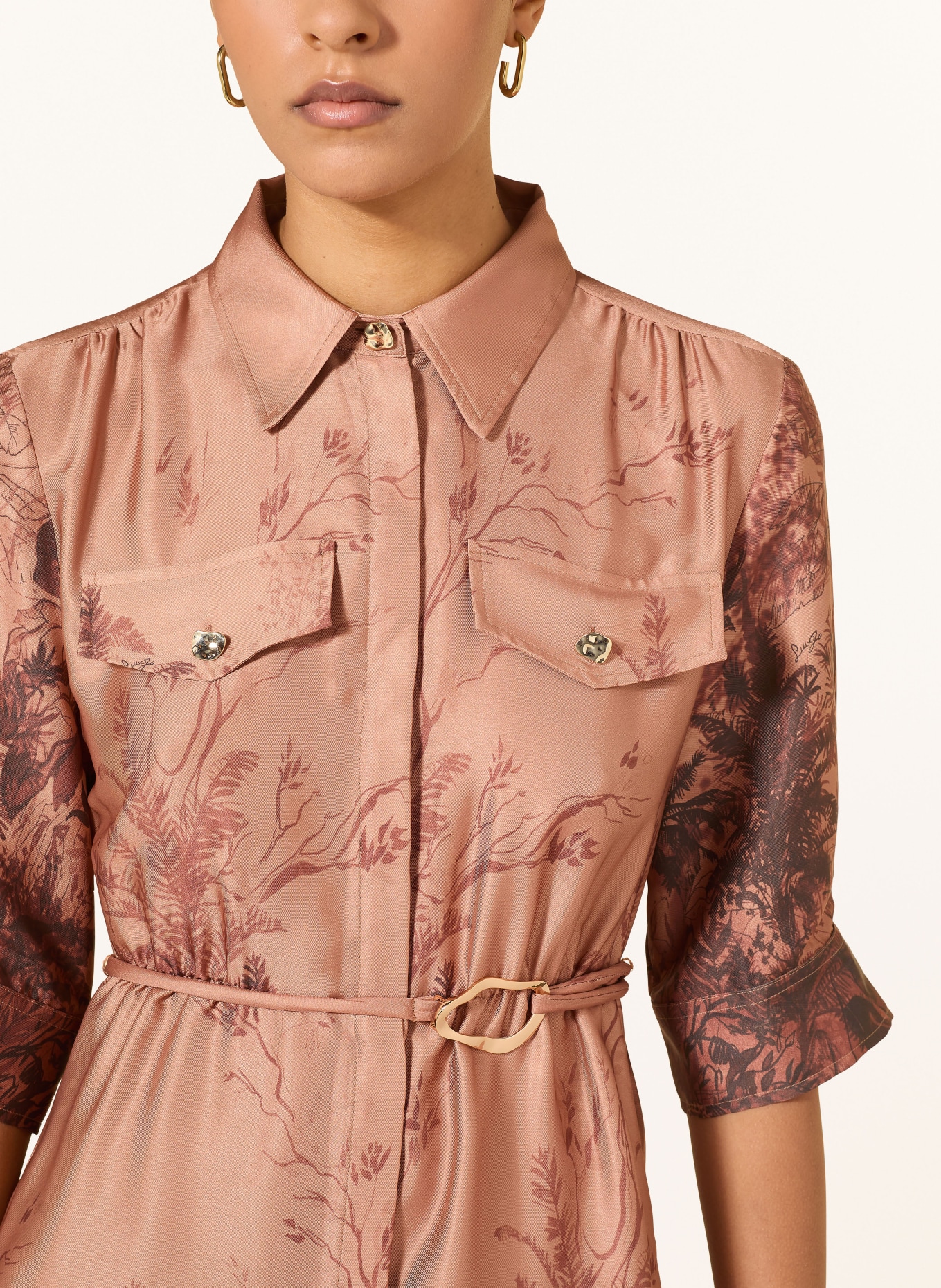 LIU JO Hemdblusenkleid JUNGLE: DUNKELORANGE / DUNKELBRAUN / BRAUN