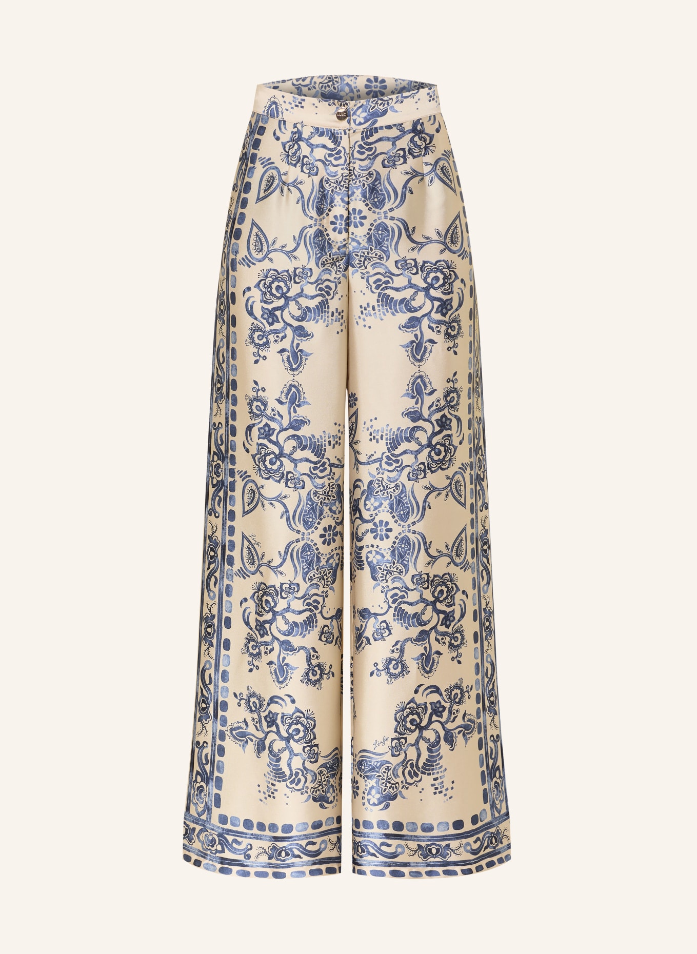 LIU JO Marlenehose aus Satin: HELLGELB / BLAU