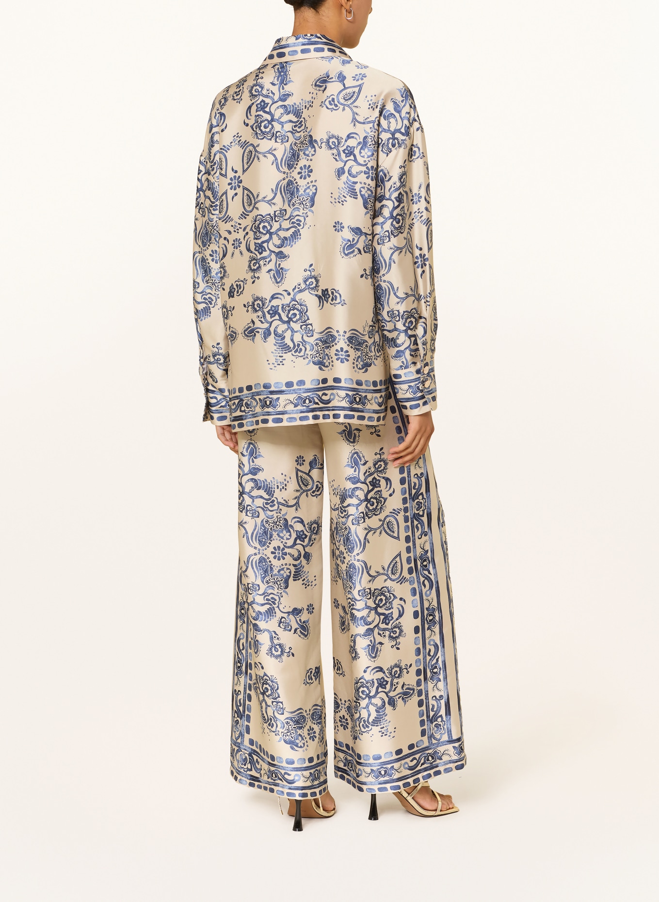 LIU JO Marlenehose aus Satin: HELLGELB / BLAU