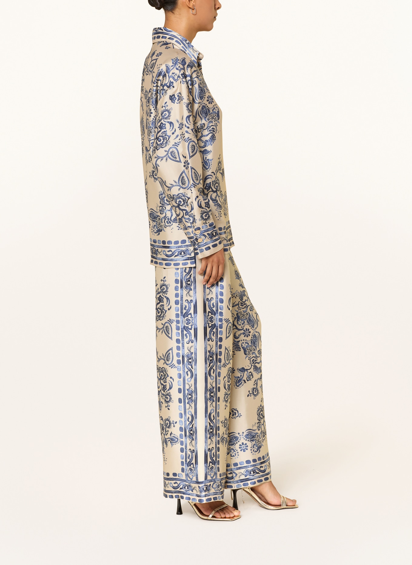 LIU JO Marlenehose aus Satin: HELLGELB / BLAU