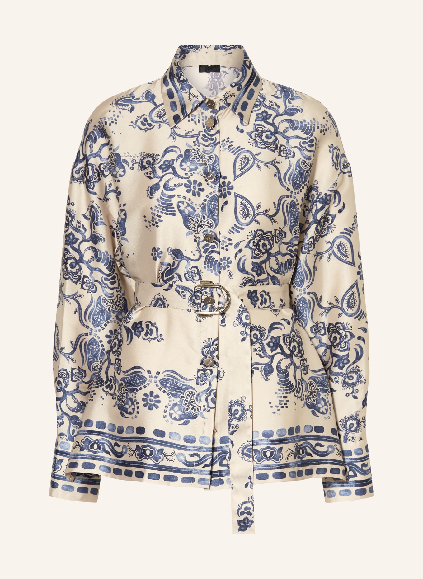 LIU JO Satin shirt blouse: LIGHT BROWN / BLUE