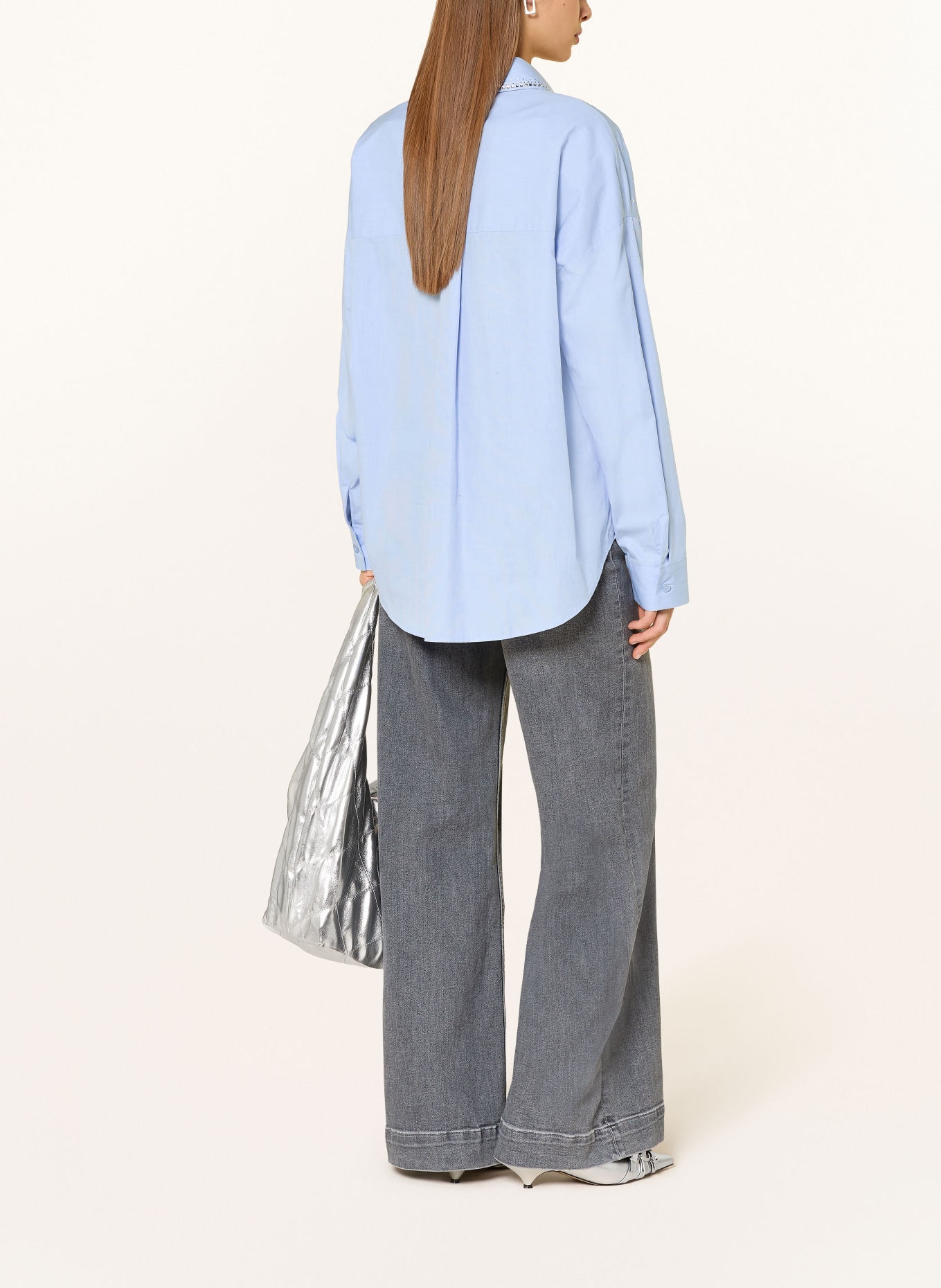 LIU JO Košile s ozdobnými kameny: TMAVĚ MODRÁ