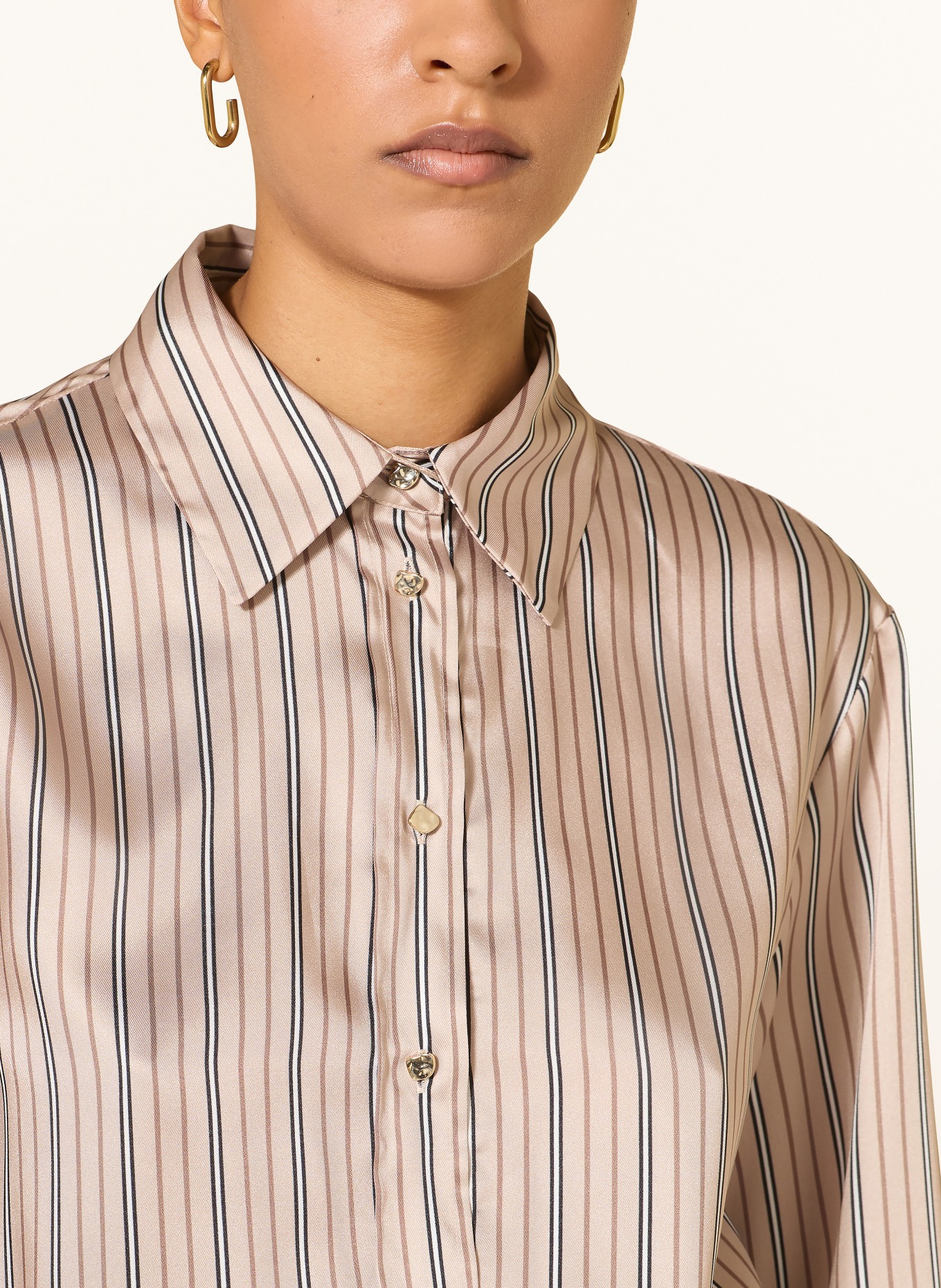 LIU JO Satinové šaty s košilovým střihem: ČERNOŠEDÁ / TMAVĚ HNĚDÁ / ČERNÁ