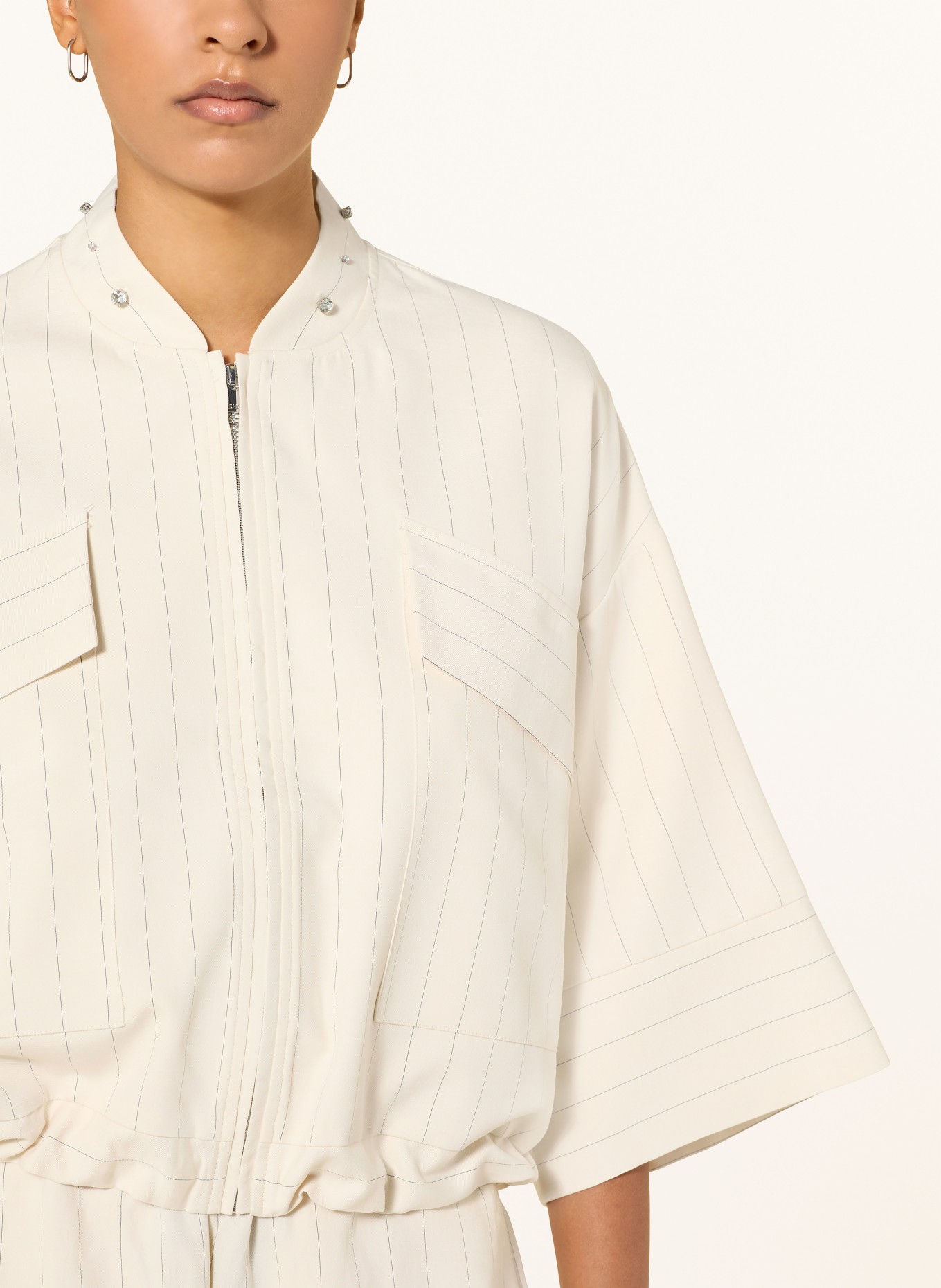 LIU JO Bunda s ozdobnými kameny: REŽNÁ / TMAVĚ MODRÁ