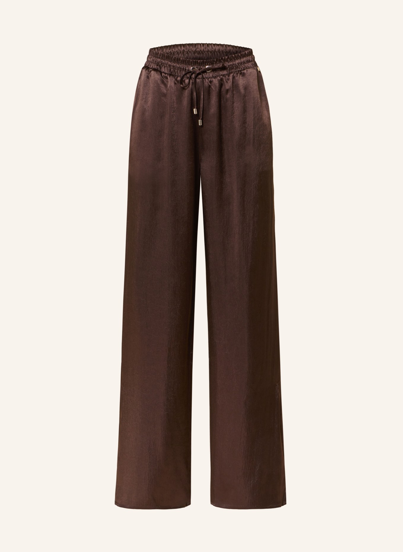 LIU JO Spodnie Marlene z satyny: CIEMNOBRĄZOWY