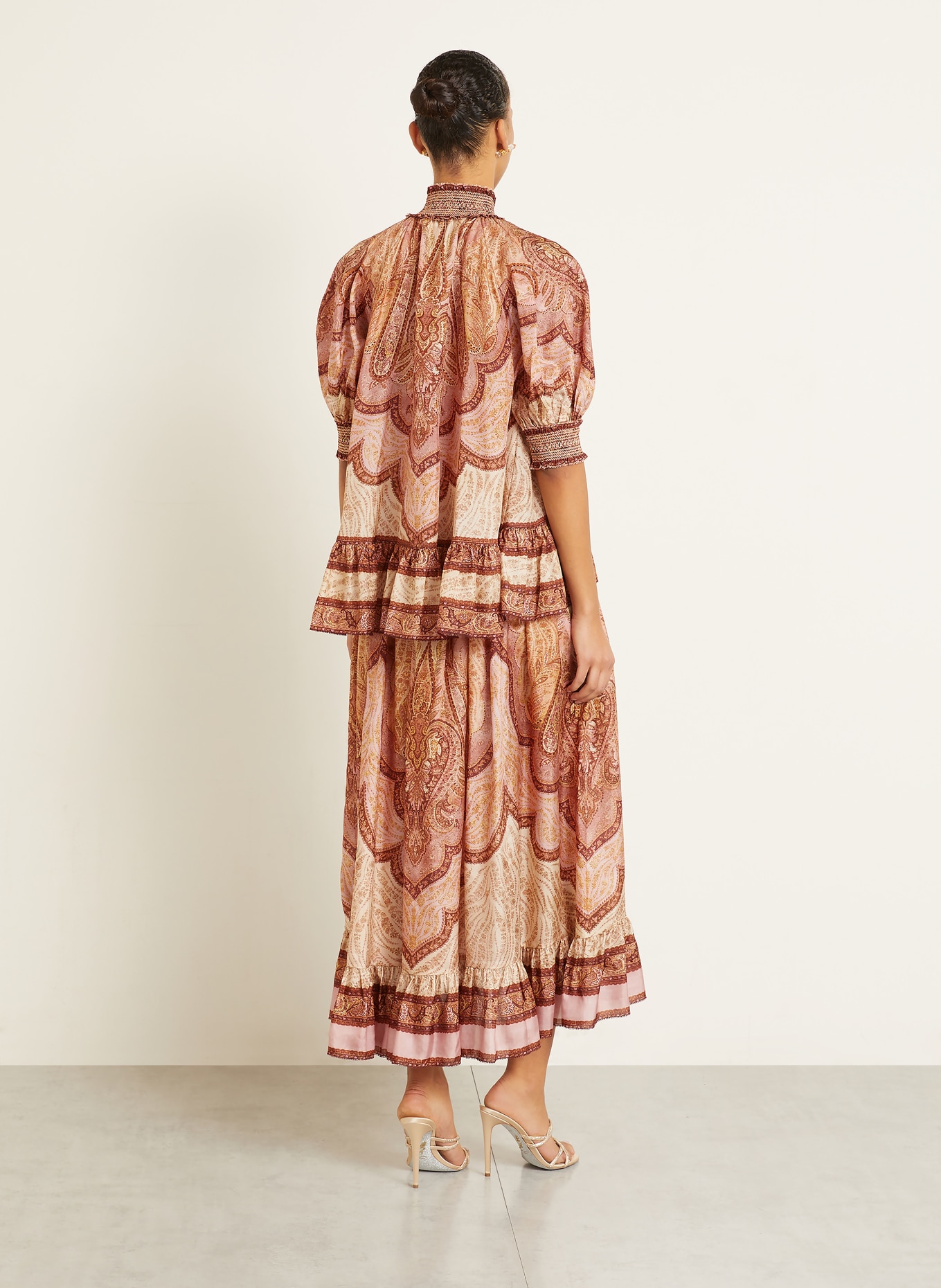 ZIMMERMANN Blusentop WANDERLUST aus Seide: BEIGE / BRAUN / ROSA