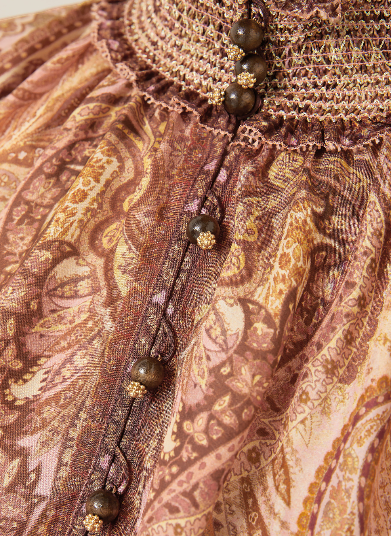 ZIMMERMANN Blusentop WANDERLUST aus Seide: BEIGE / BRAUN / ROSA