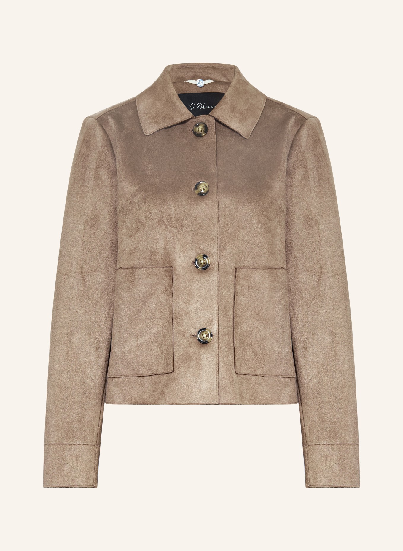 s.Oliver BLACK LABEL Kastenjacke in Lederoptik: TAUPE