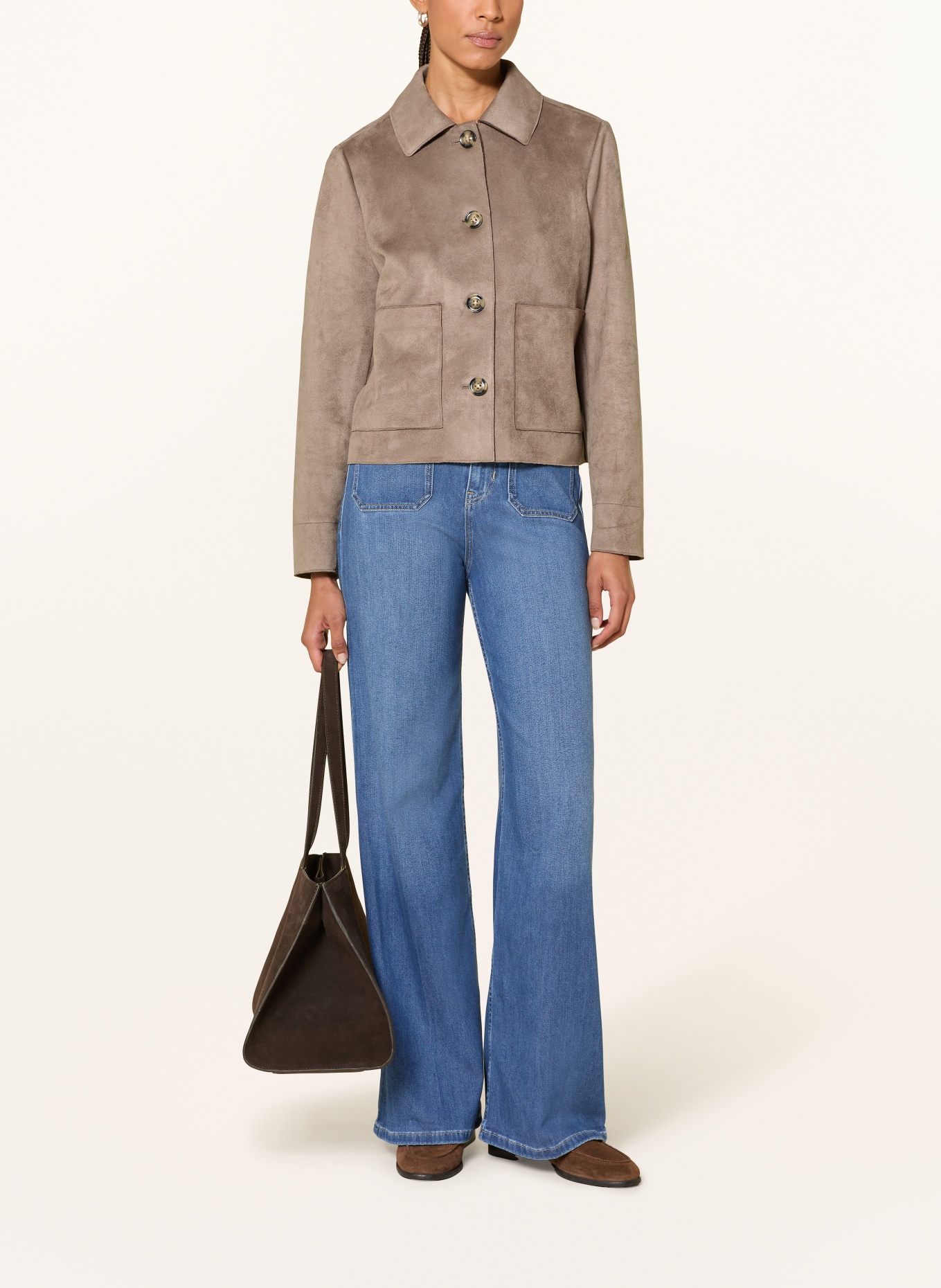 s.Oliver BLACK LABEL Kastenjacke in Lederoptik: TAUPE