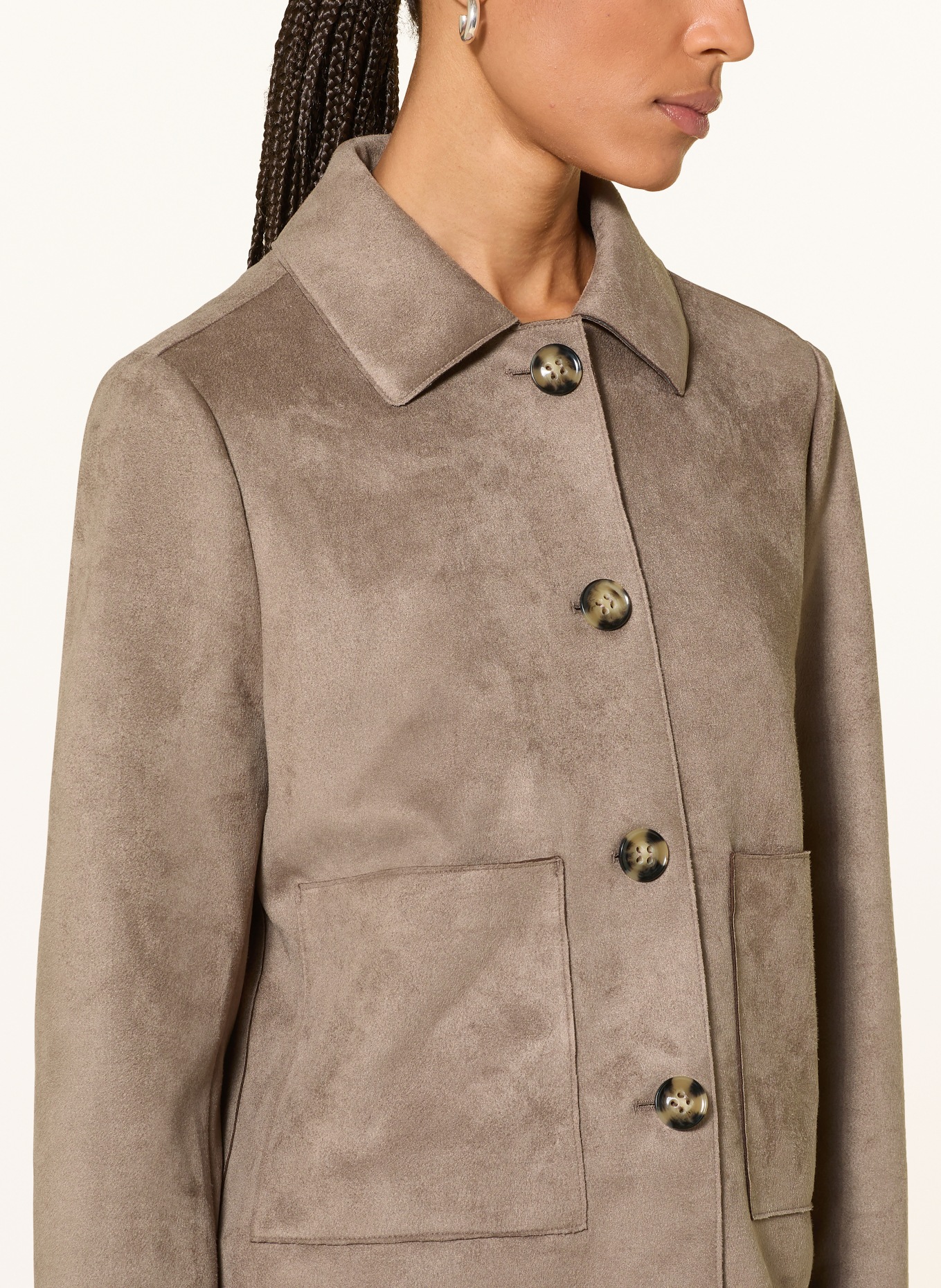 s.Oliver BLACK LABEL Kastenjacke in Lederoptik: TAUPE