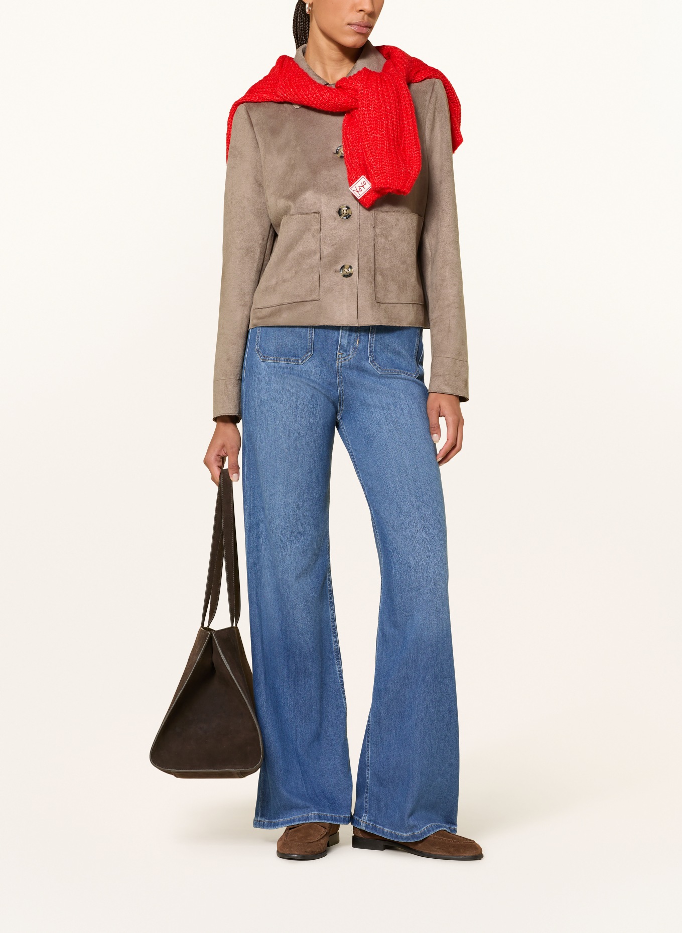 s.Oliver BLACK LABEL Kastenjacke in Lederoptik: TAUPE