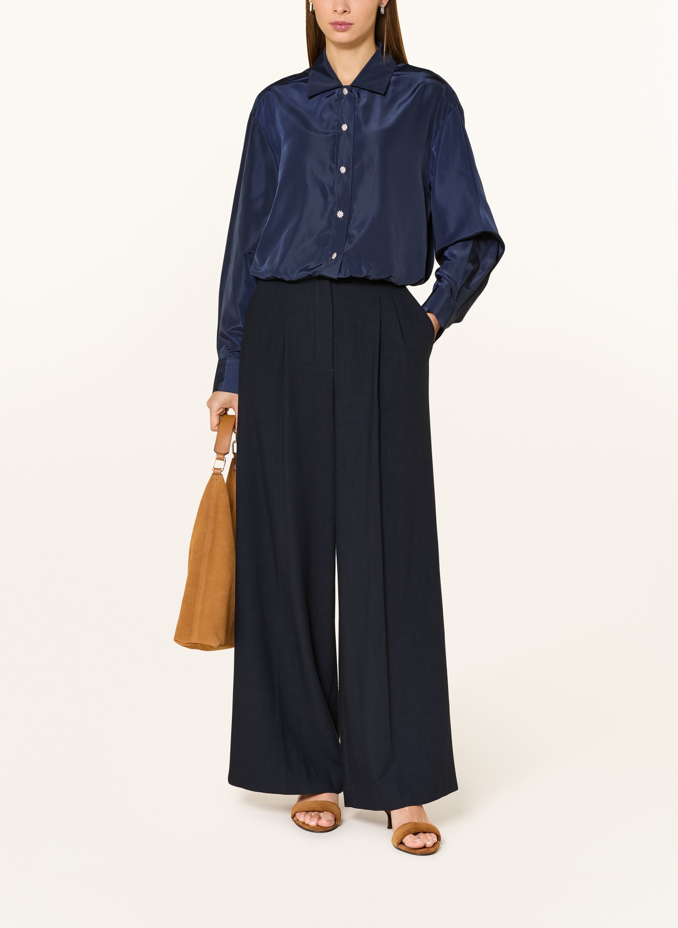 s.Oliver BLACK LABEL Shirt blouse with gemstones: DARK BLUE