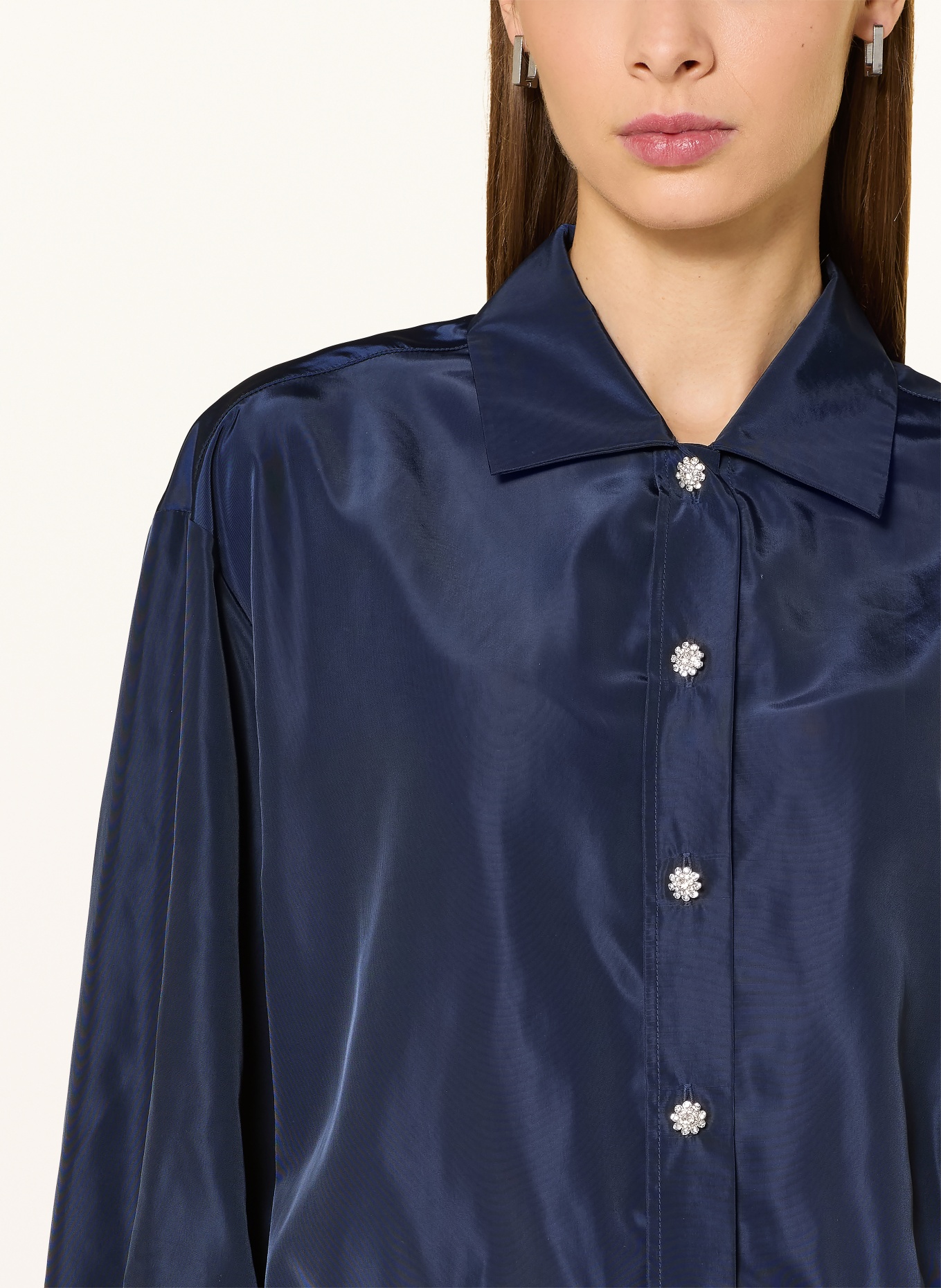 s.Oliver BLACK LABEL Shirt blouse with gemstones: DARK BLUE