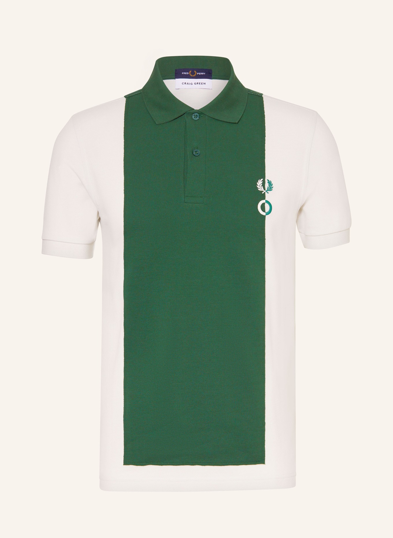 FRED PERRY Piqué-Poloshirt: ECRU / DUNKELGRÜN