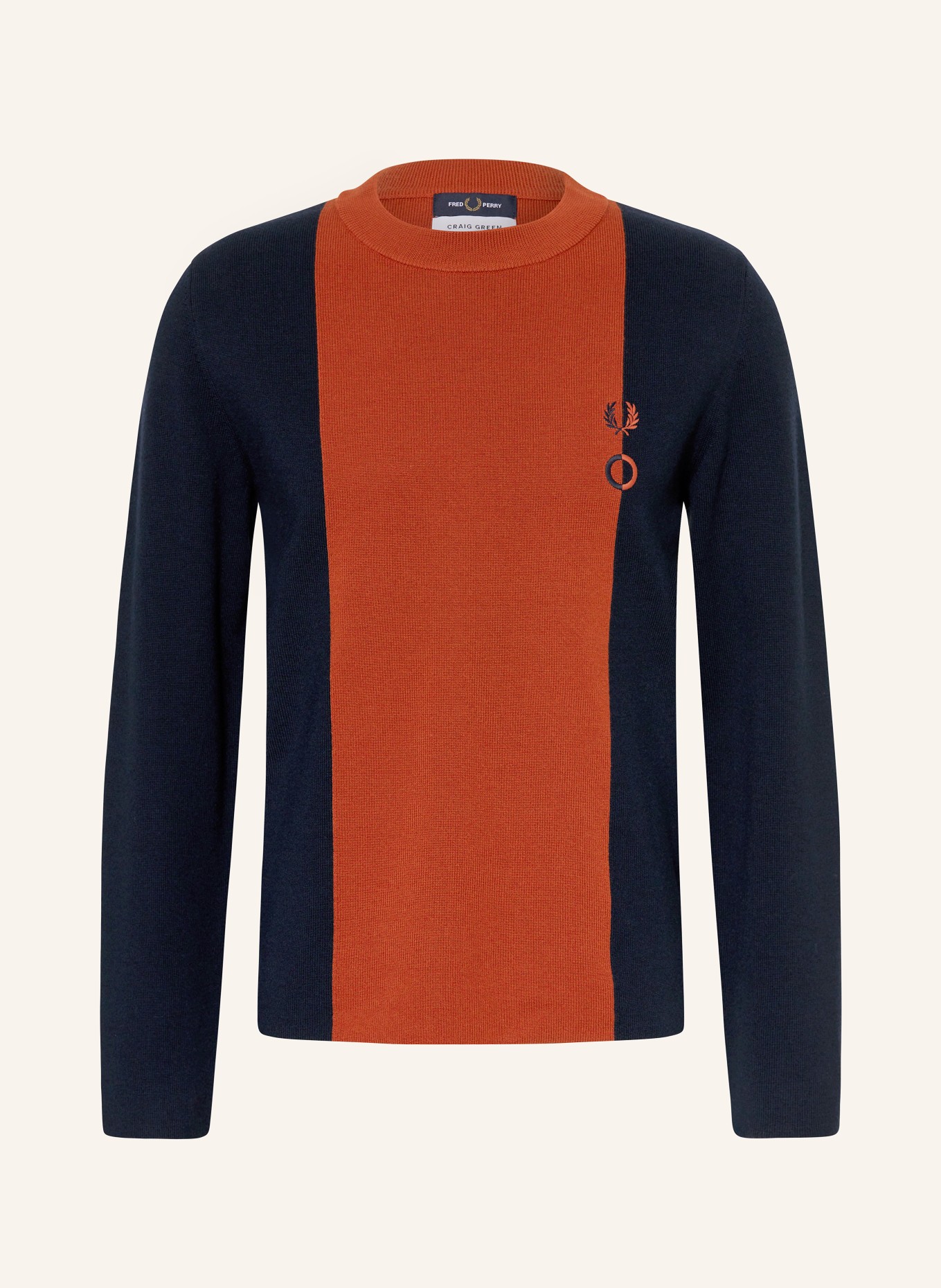 FRED PERRY Pullover: DUNKELBLAU / DUNKELORANGE