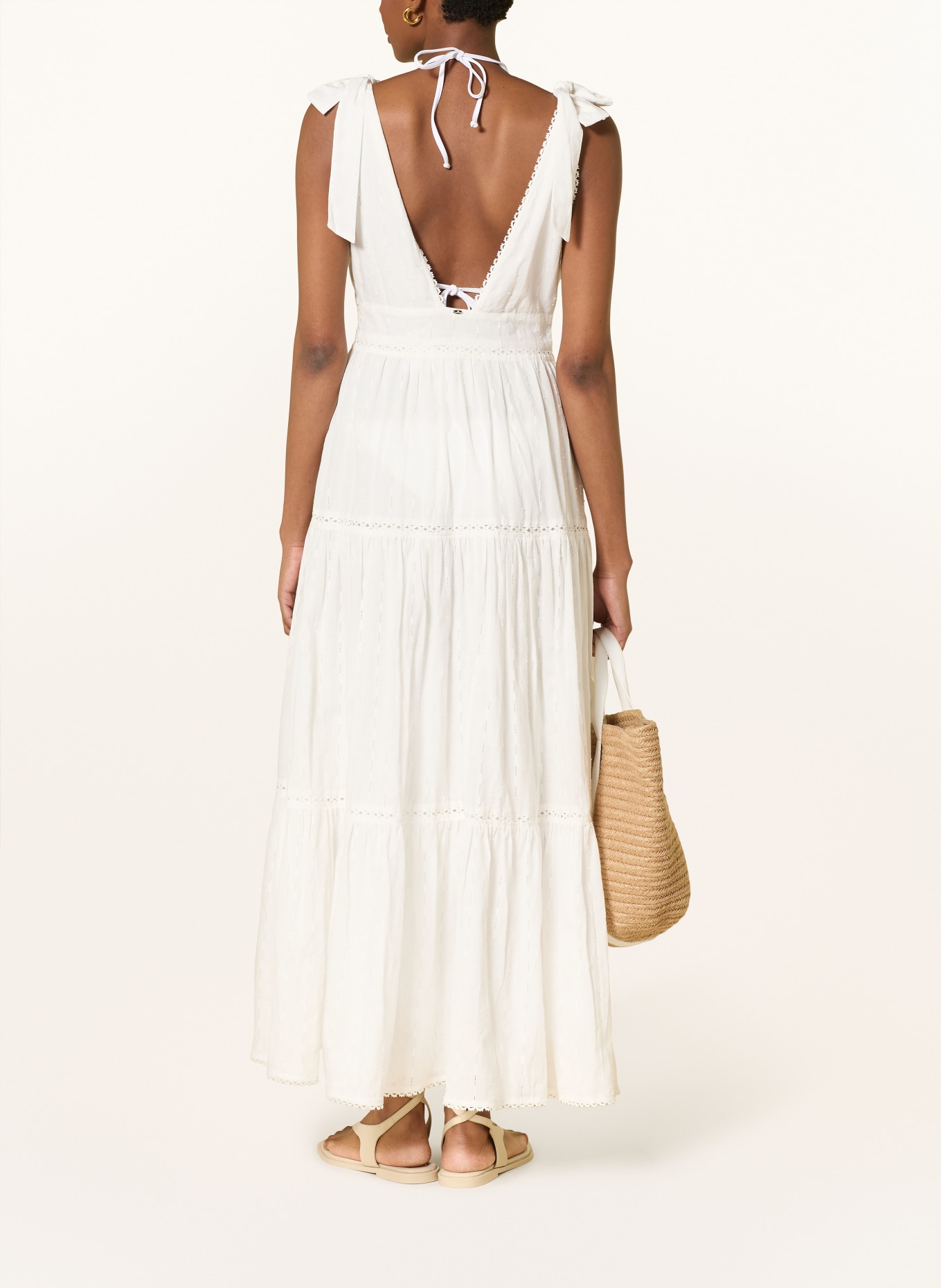 Poupette St Barth Strandkleid PERLA mit Spitze: WEISS