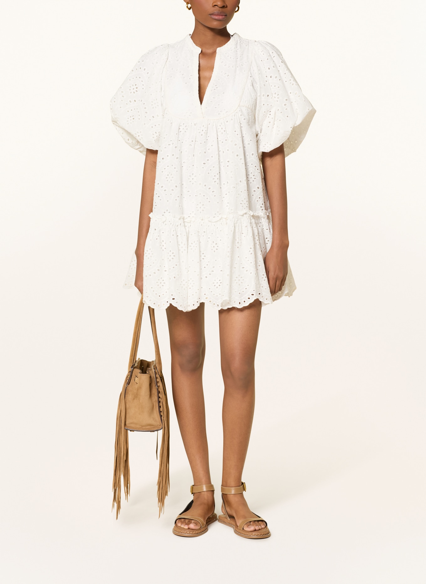 Poupette St Barth Strandkleid CRUZ aus Lochspitze: WEISS