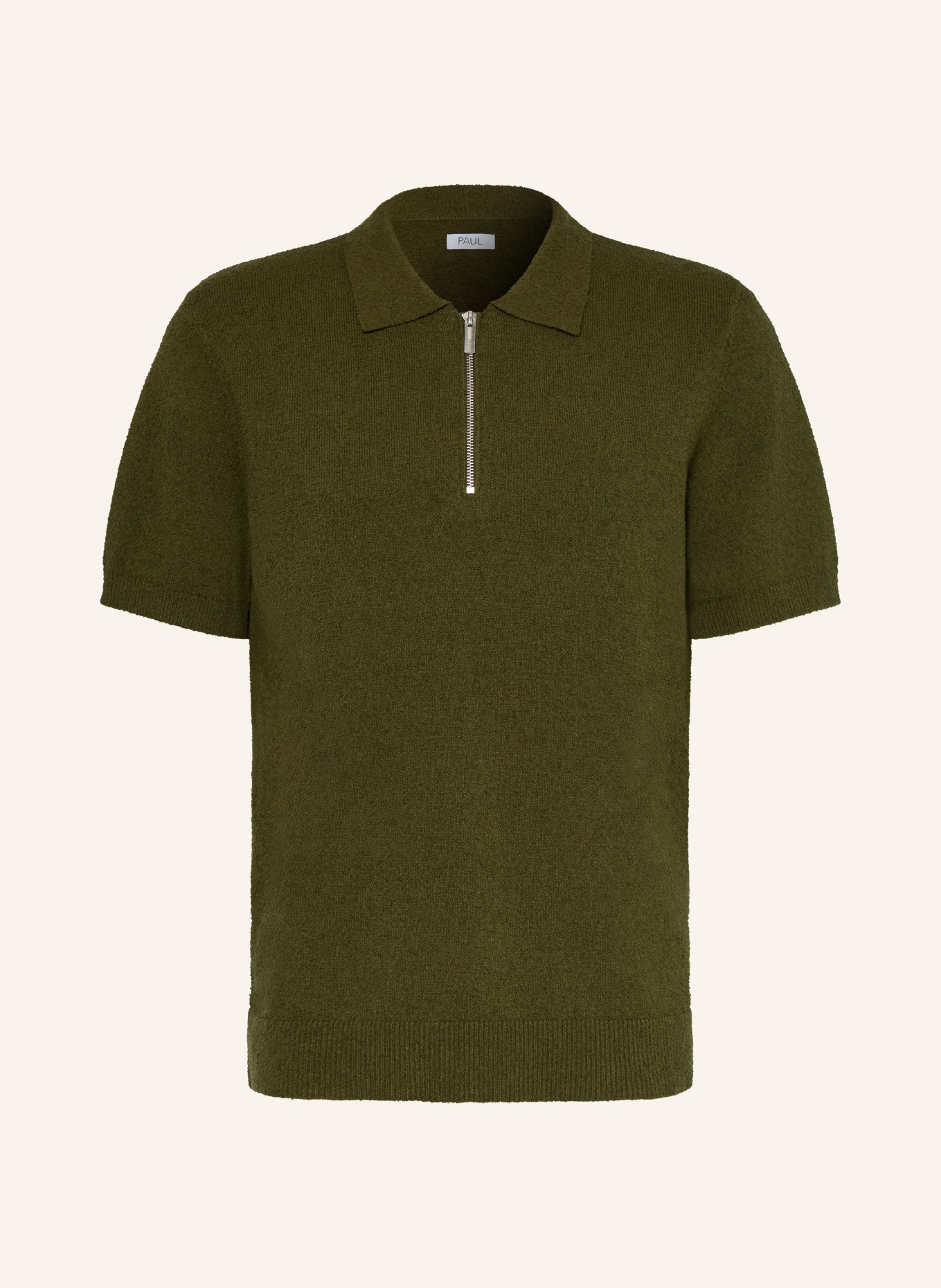 PAUL Strick-Poloshirt aus Bouclé: OLIV