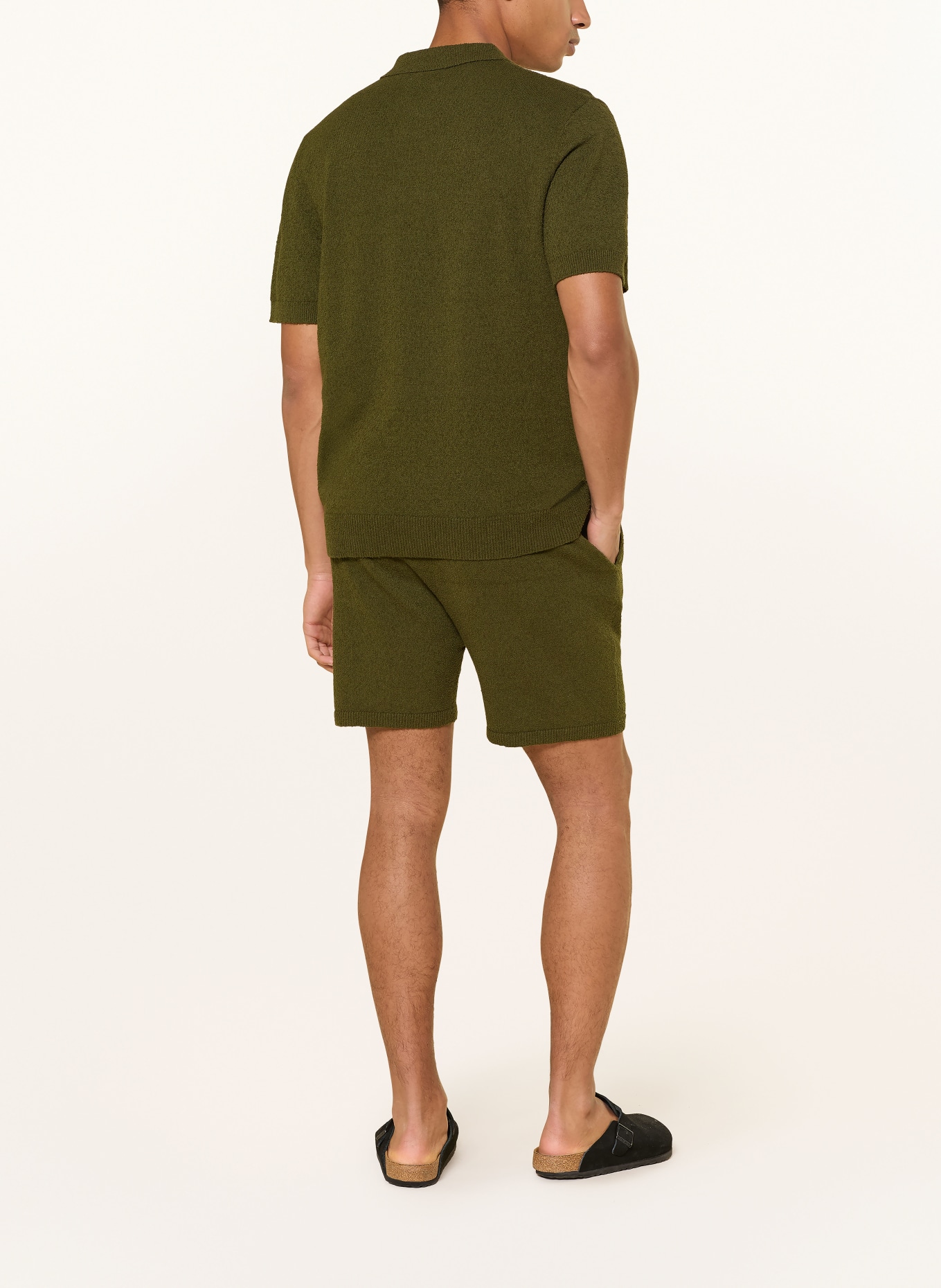 PAUL Strick-Poloshirt aus Bouclé: OLIV