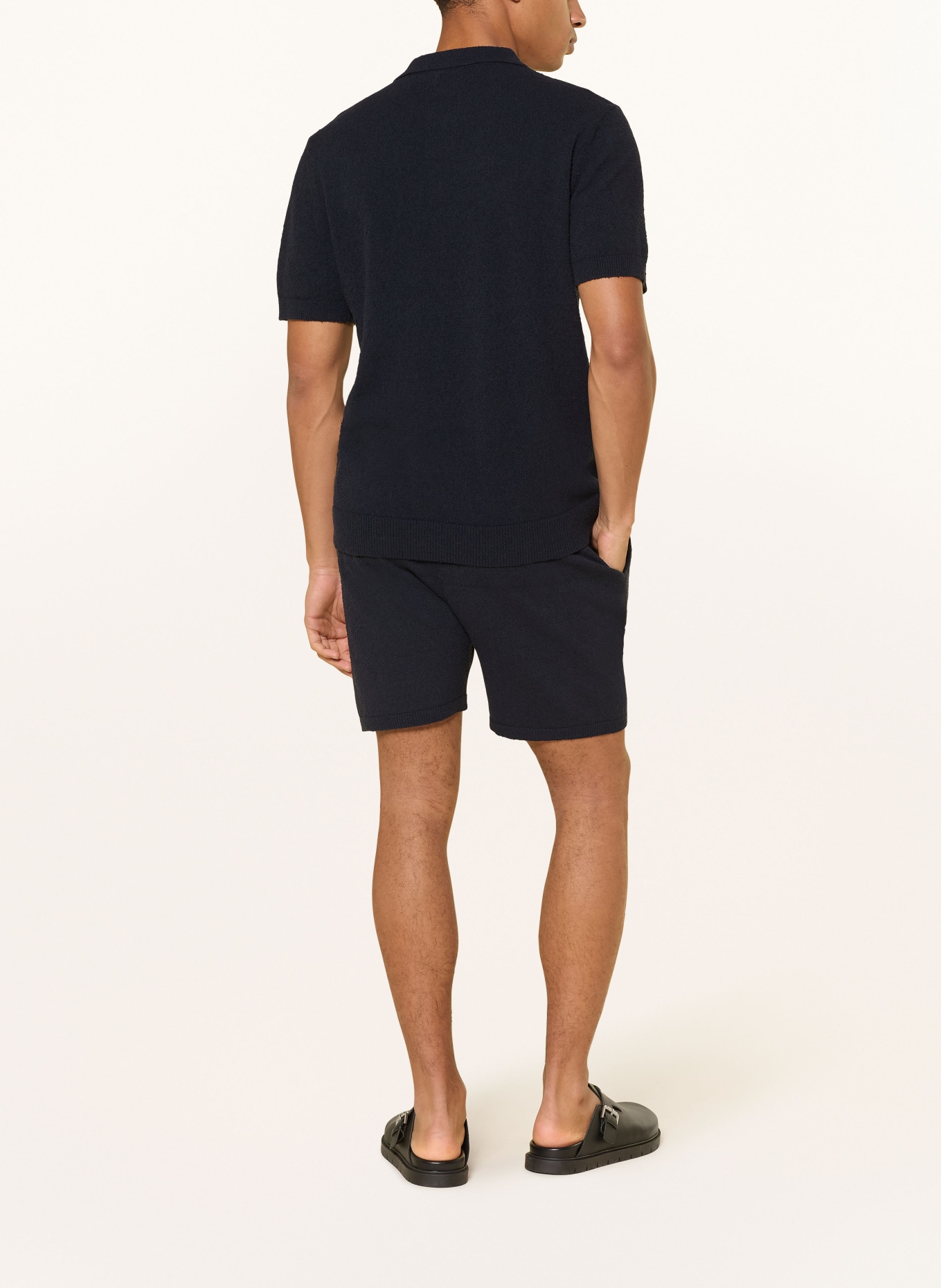 PAUL Strick-Poloshirt aus Bouclé: DUNKELBLAU