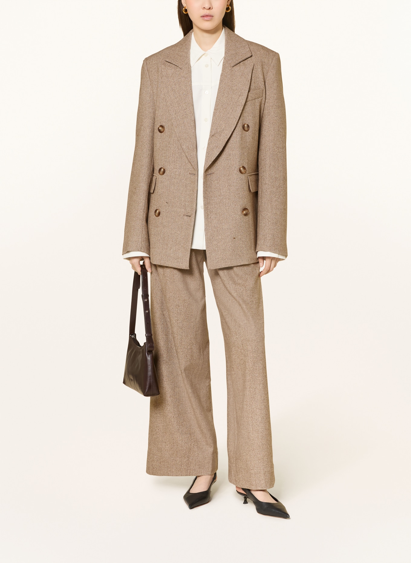 LEZU Marlenehose ADA: BEIGE / WEISS