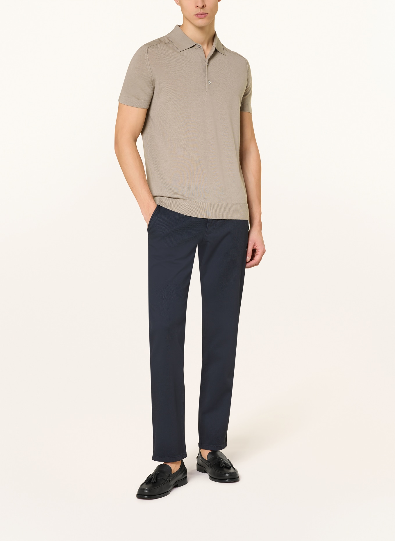 STROKESMAN'S Strick-Poloshirt: KHAKI