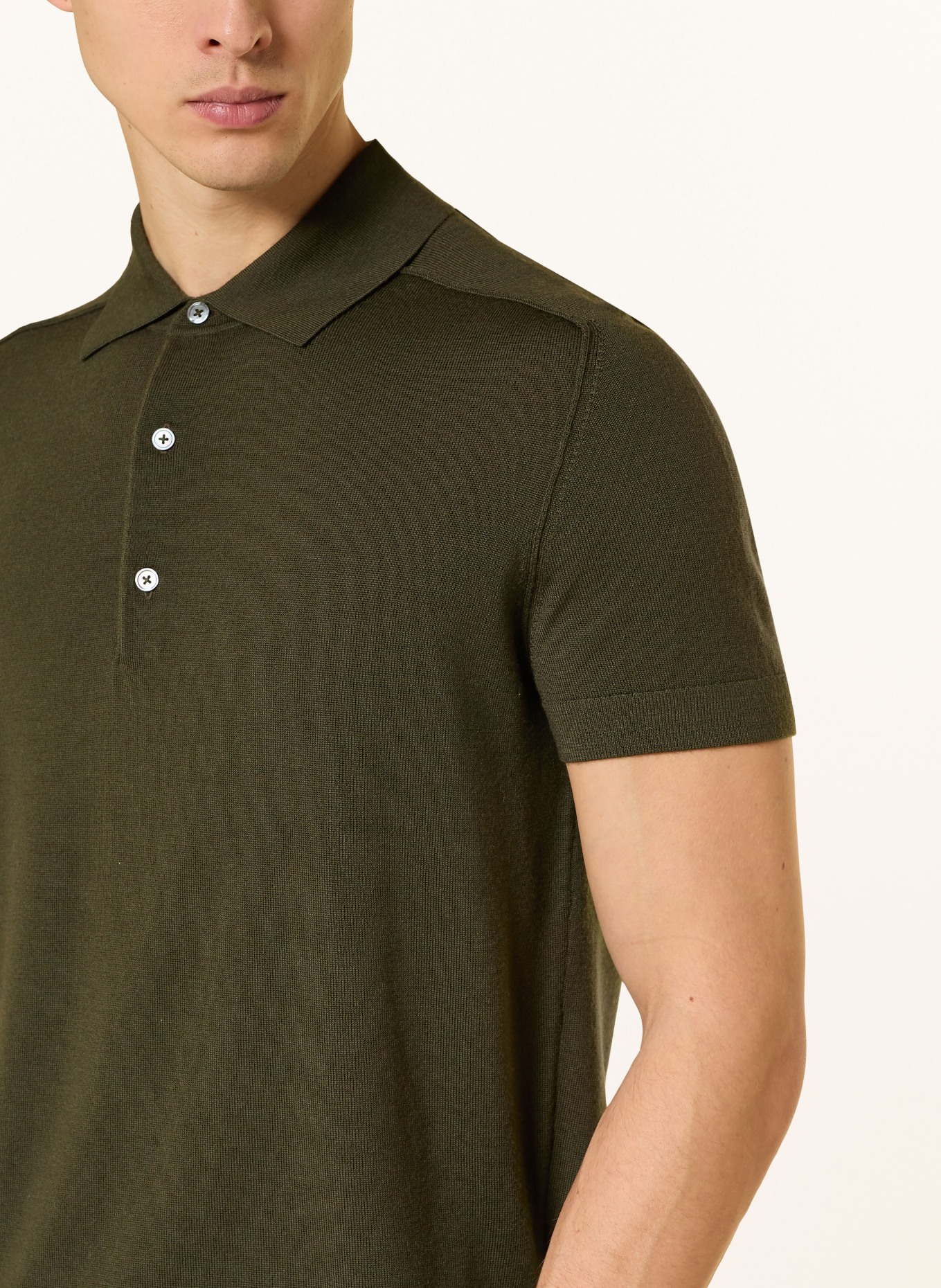 STROKESMAN'S knitted polo shirt: DARK GREEN