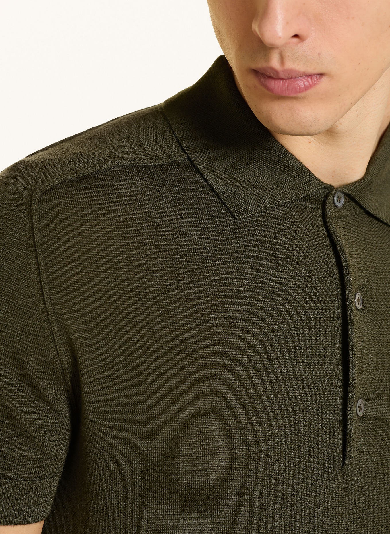 STROKESMAN'S knitted polo shirt: DARK GREEN