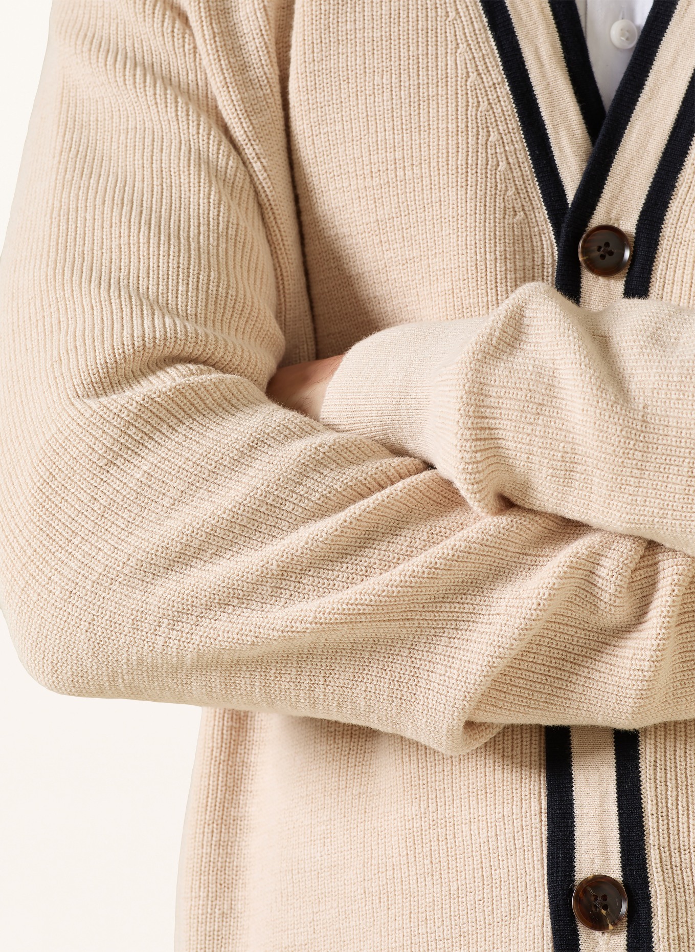 STROKESMAN'S Strickjacke: BEIGE / SCHWARZ