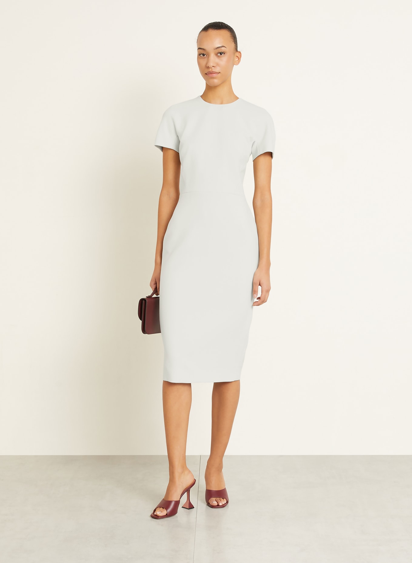 VICTORIA BECKHAM Etuikleid: ECRU / SILBER
