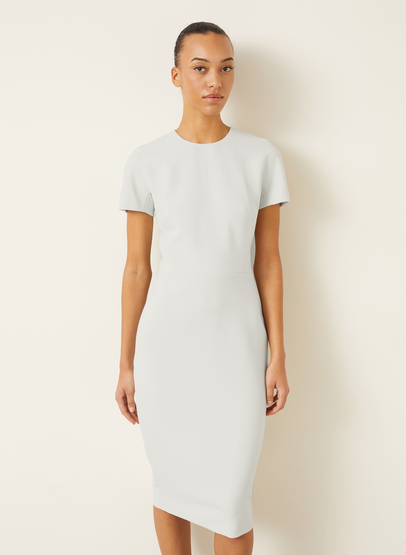 VICTORIA BECKHAM Etuikleid: ECRU / SILBER