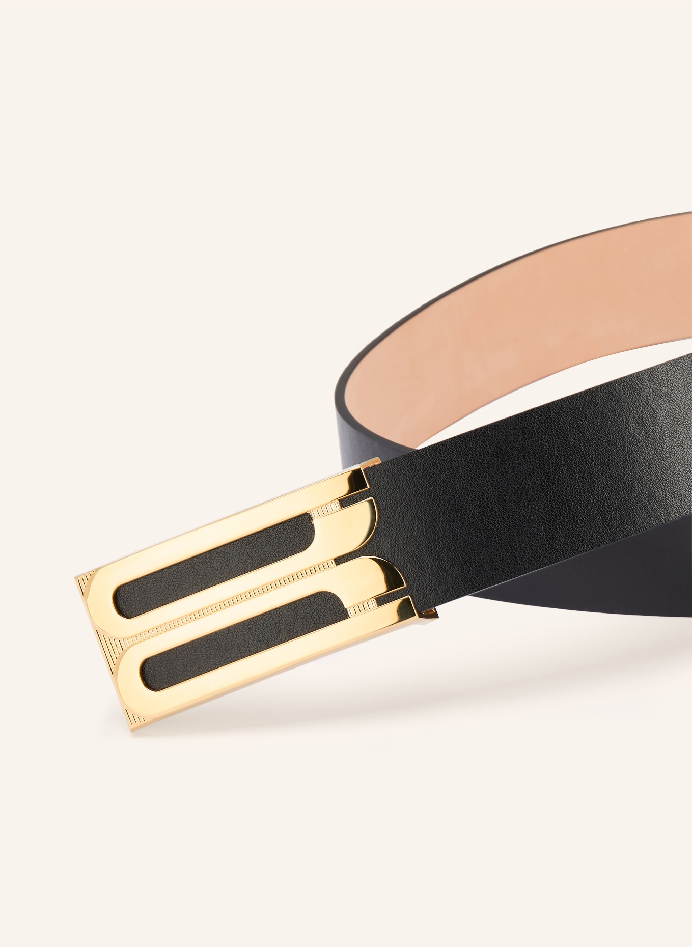 VICTORIA BECKHAM Ledergürtel JUMBO DORIAN: SCHWARZ / GOLD