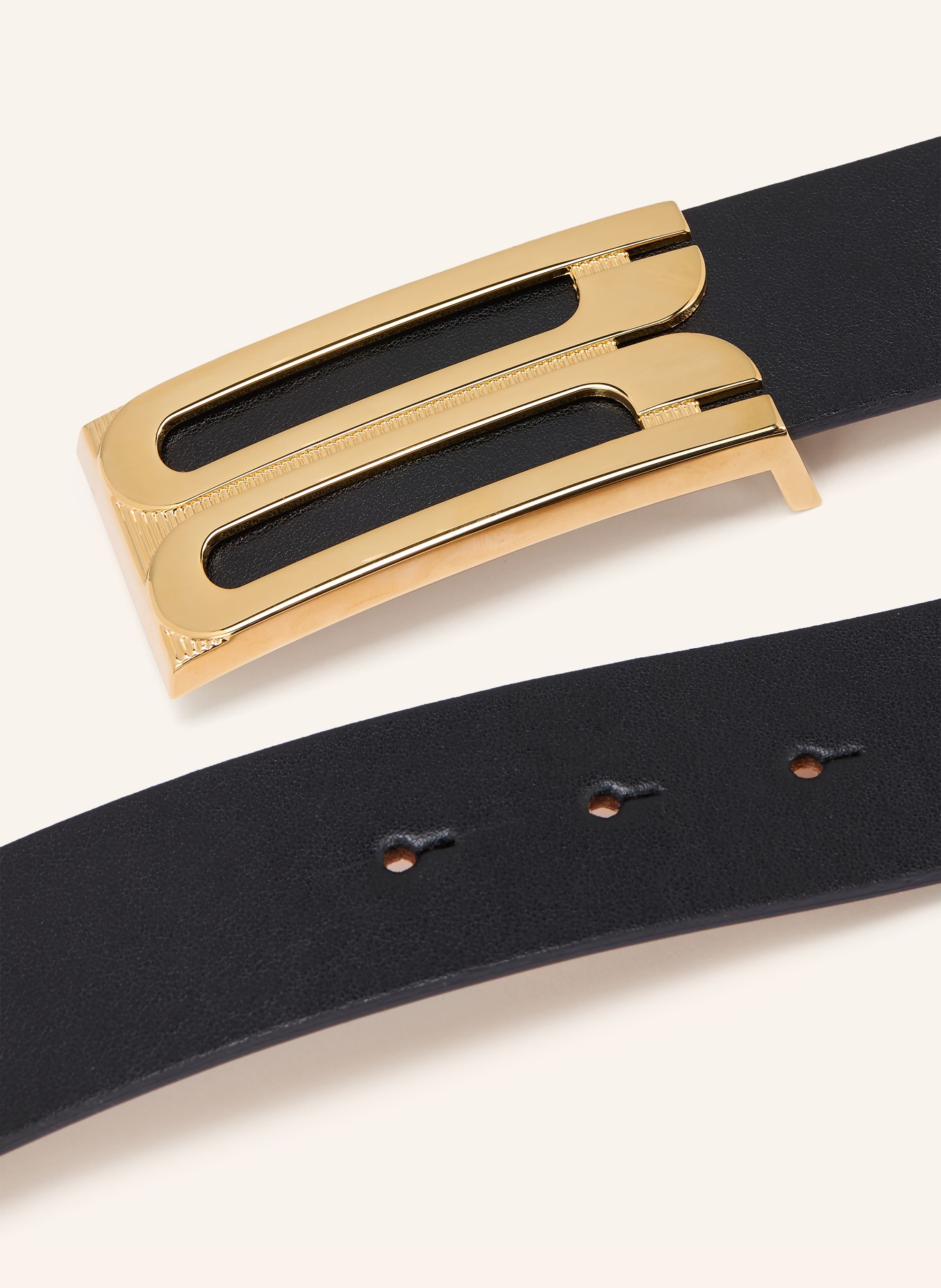 VICTORIA BECKHAM Ledergürtel JUMBO DORIAN: SCHWARZ / GOLD