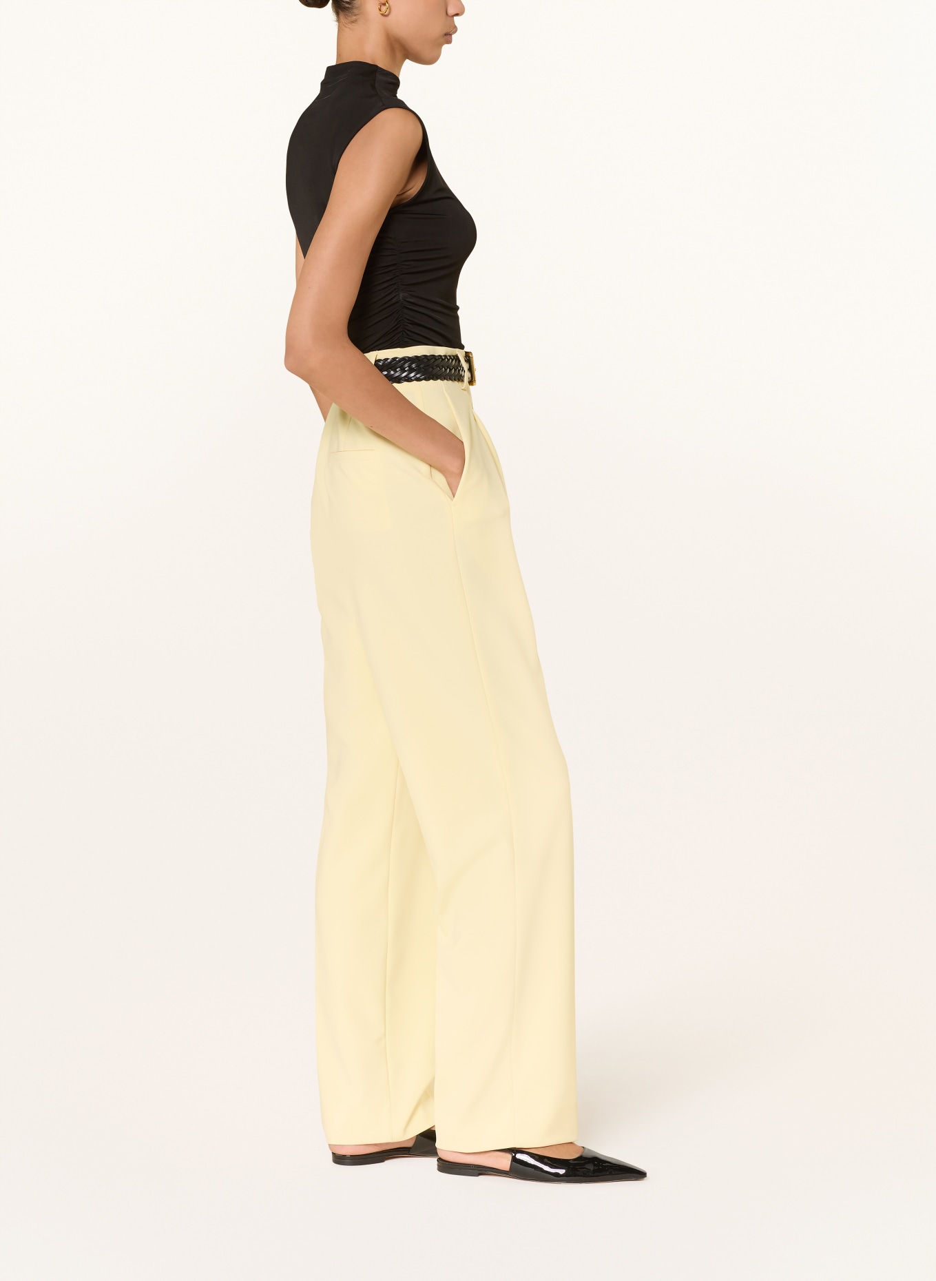 ROSSI Spodnie z materiału marlowego NOMY: JASNOŻÓŁTY