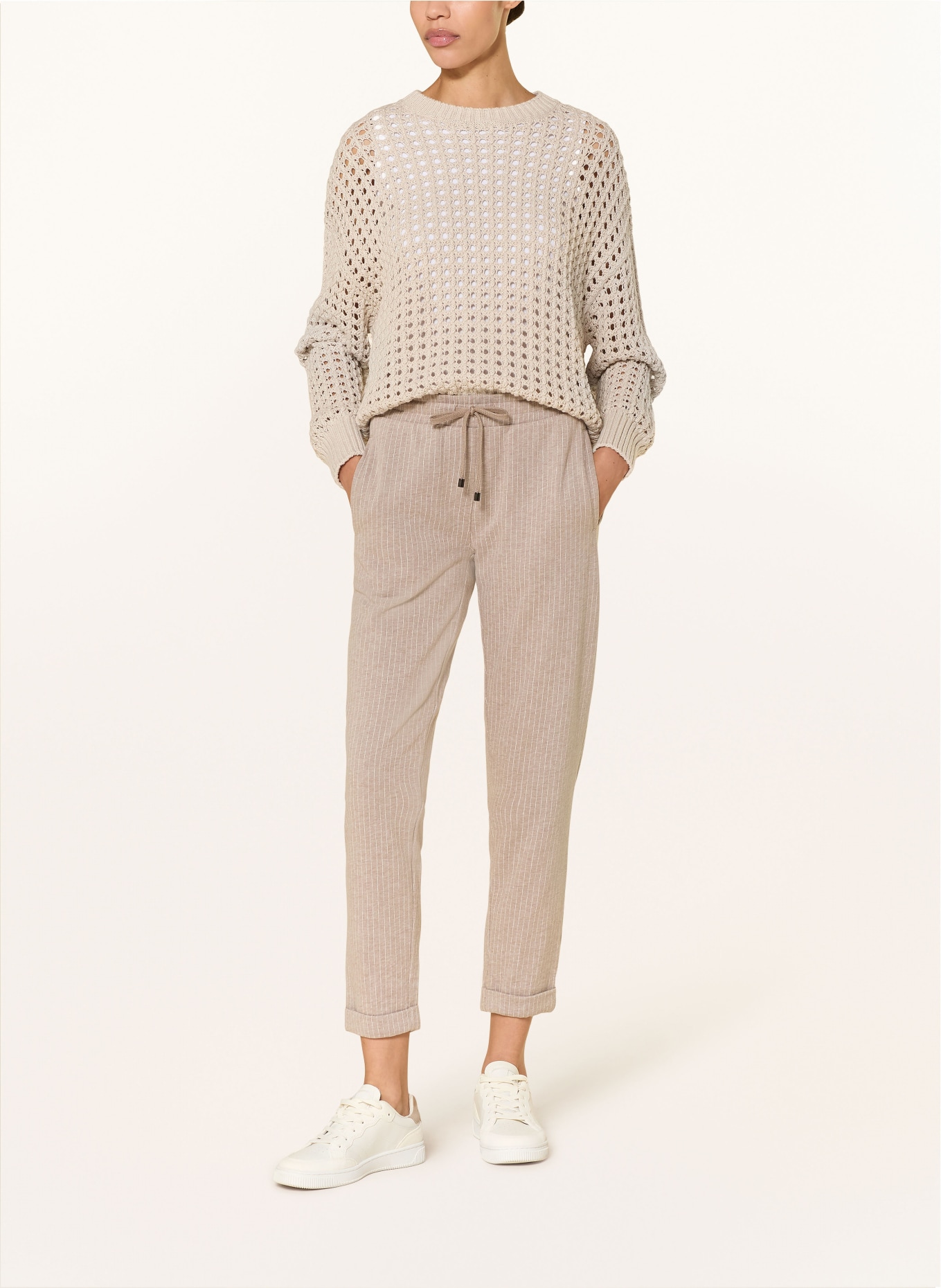 Juvia Pantalon de survêtement MARGIE: BEIGE / BLANC