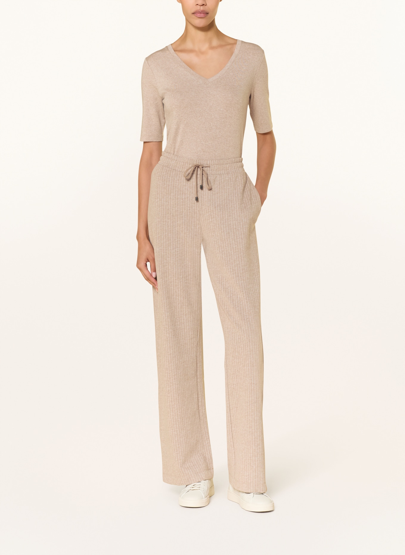 Juvia Pantalon de survêtement MARISA: BEIGE / BLANC